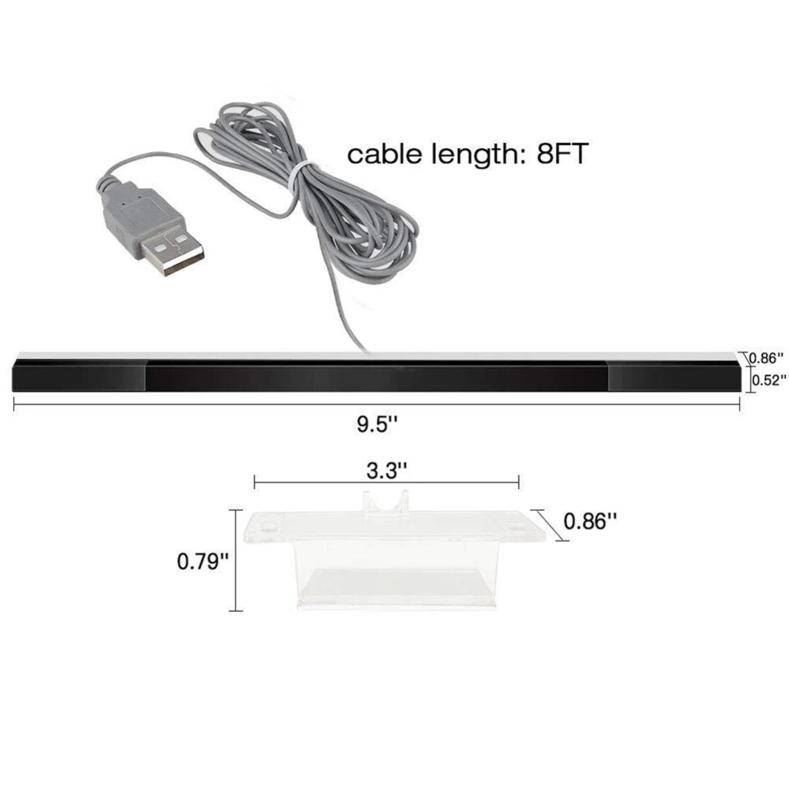 Wired Remote Motion Sensor Bar IR Infrared Ray Inductor for Nintendo Wii / Wii U