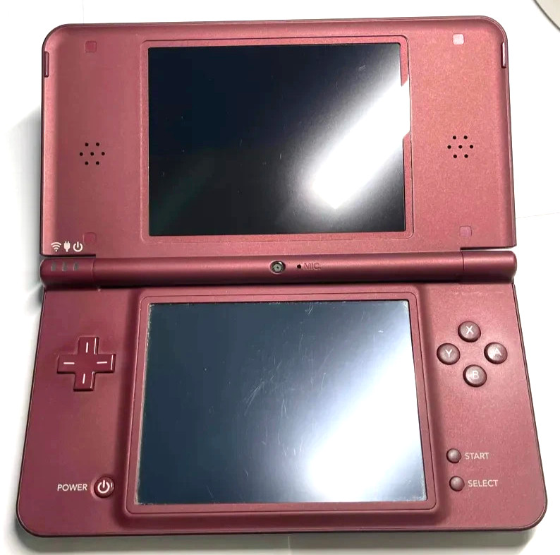 Nintendo DSi XL Burgundy Console Bundle USA Tested – 32GB SD Case OEM Charger