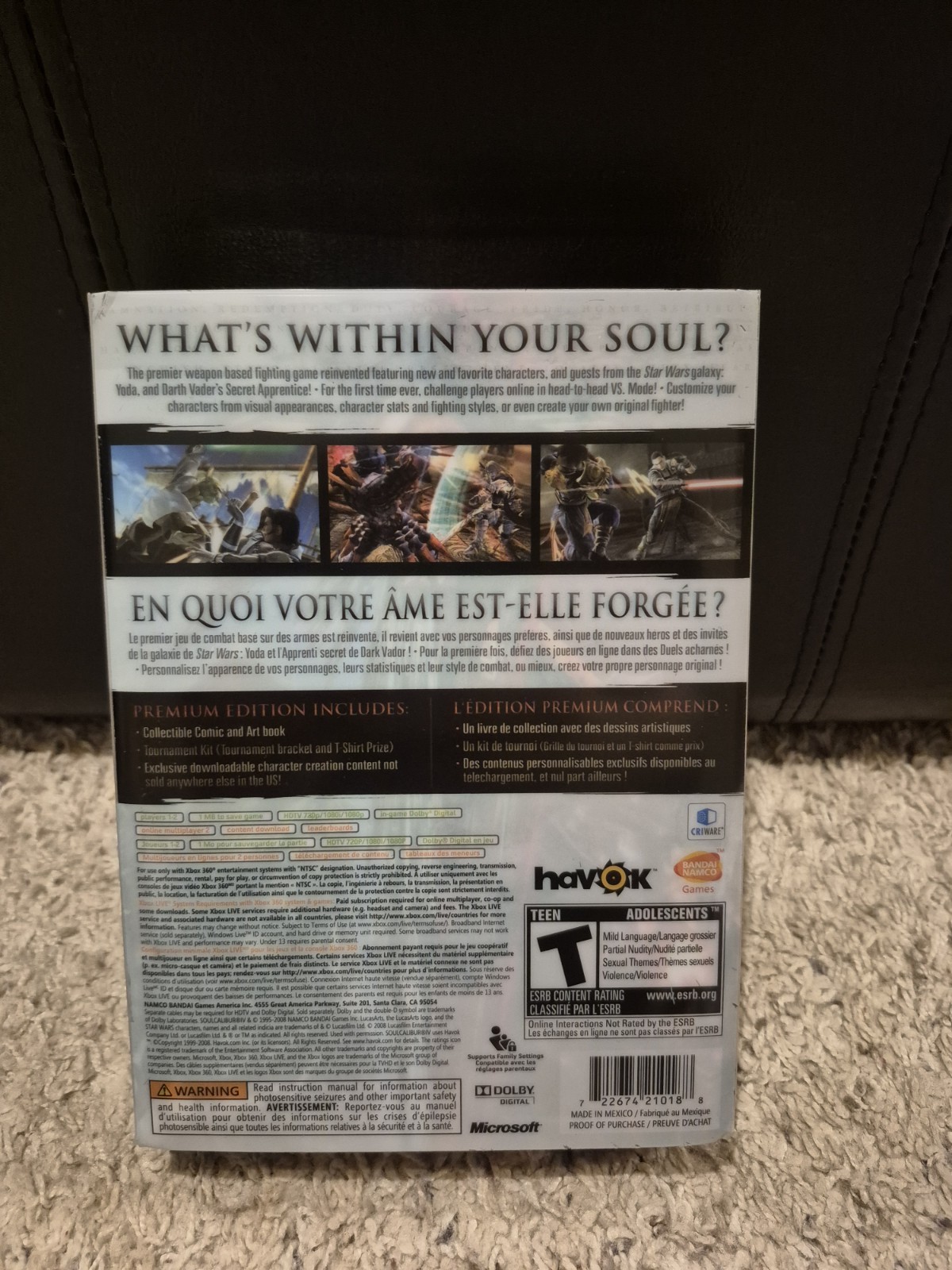 Soul Calibur IV (4) Premium Edition. Shirt Still Sealed!. (Xbox 360)