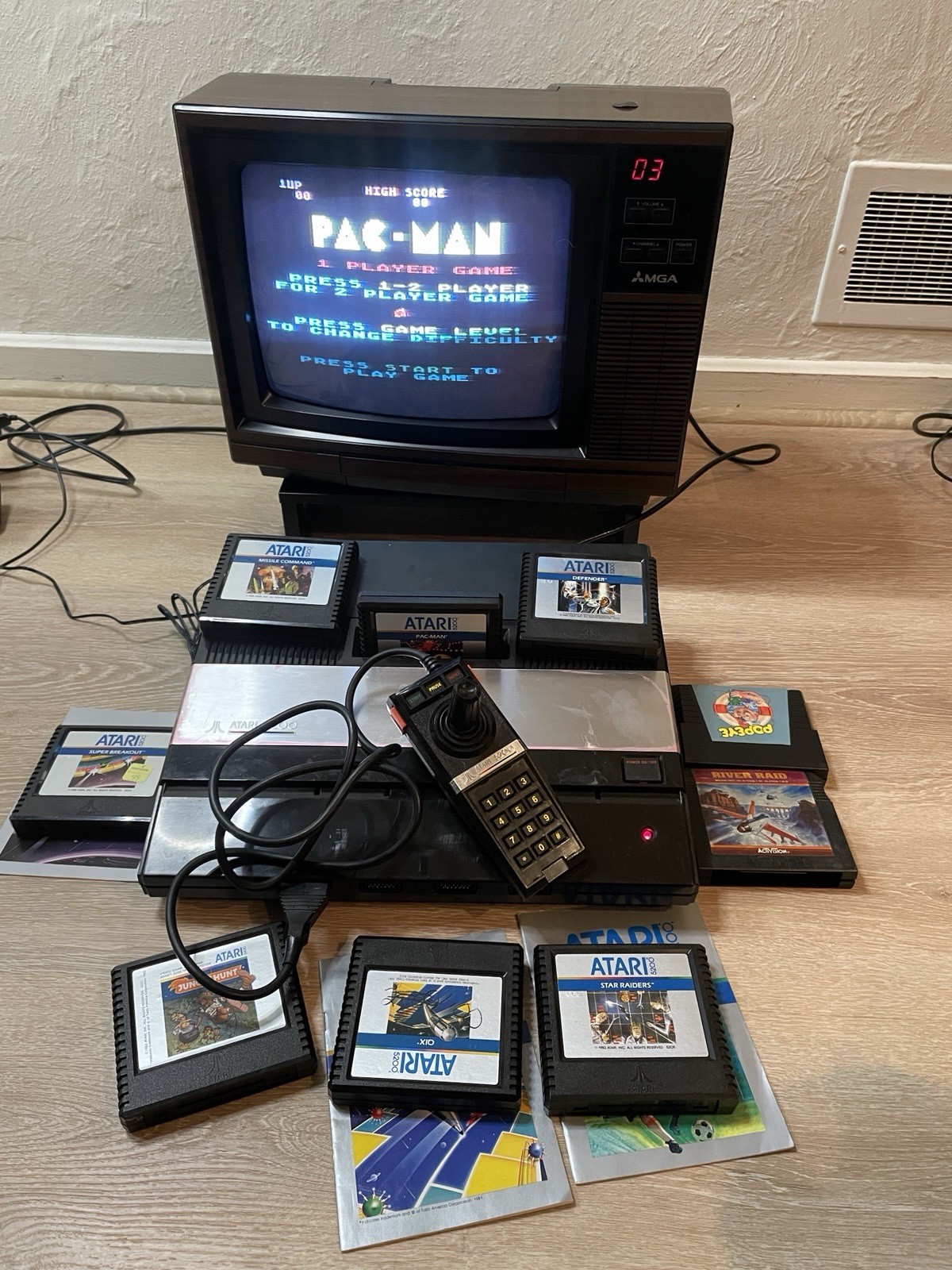 Atari 5200 4 Port Console, Rebuilt Controller, Power Mod, 9 Games. Fully Tested