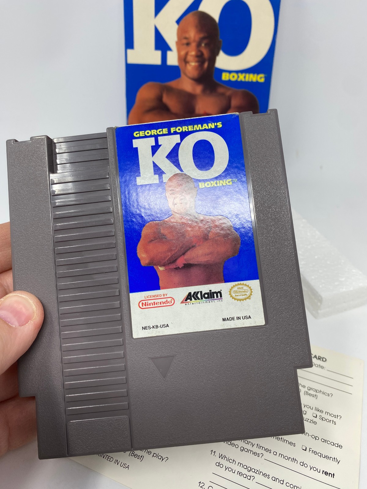 NES George Foreman’s KO Boxing Nintendo CIB Poster Box Manual Complete Game Vtg