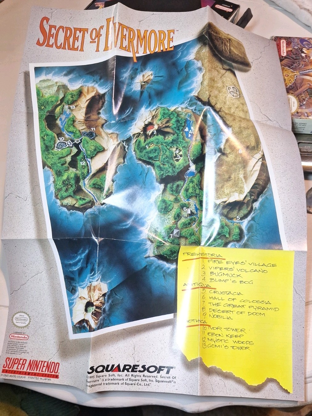 Secret of Evermore SNES 1995 Complete in Box with Poster & Instruction Guide
