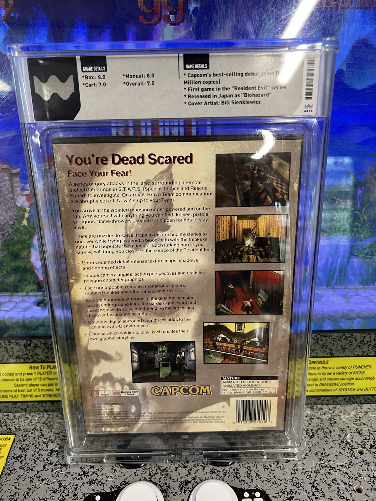 1996 PS1 Resident Evil Ridged Long Box WATA 7.5 CIB Matching Components 8.0 Box!