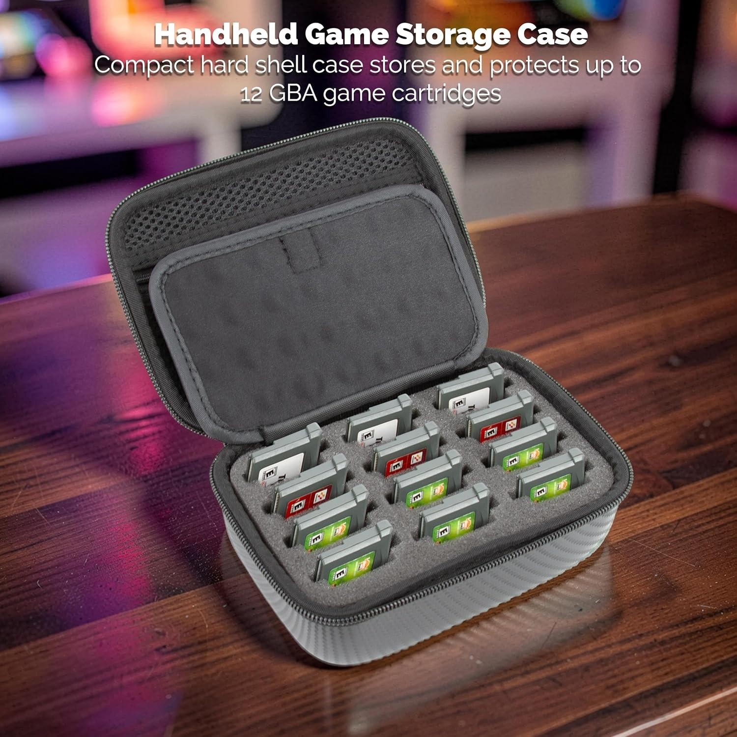 CASEMATIX GBA Game Case Holds 12 Game Boy Advance Cartridges – Travel Storage