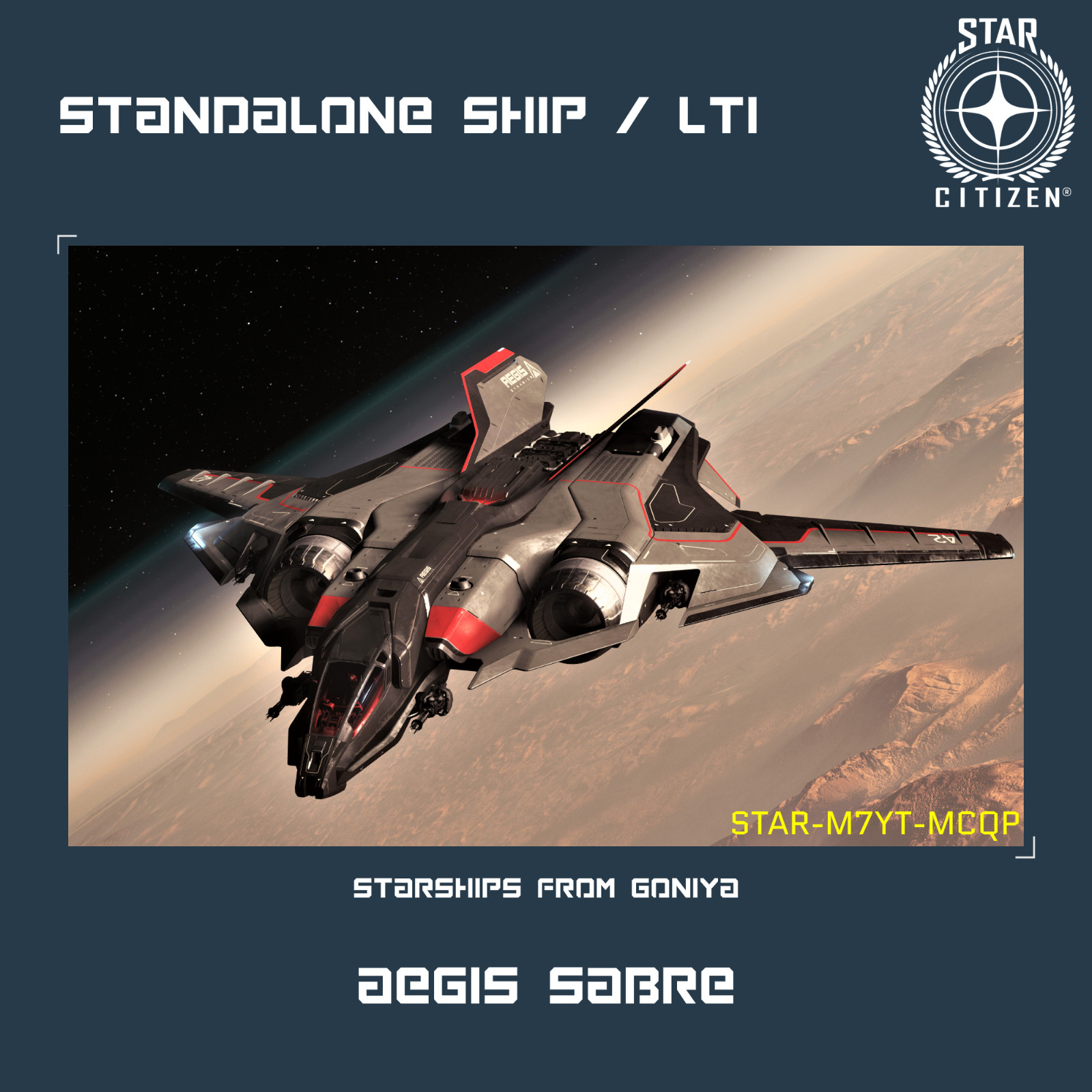 STAR CITIZEN – AEGIS SABRE – LTI – CCU’d – (Lifetime Insurance)