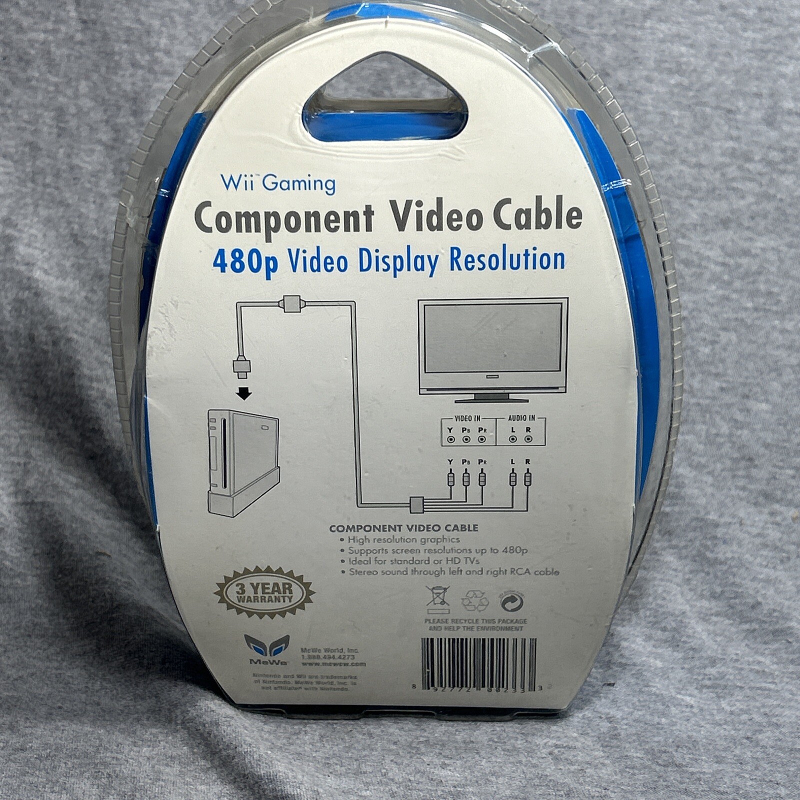 Wii Component Video Cable 480p Display Resolution Gold Plated Connectors New