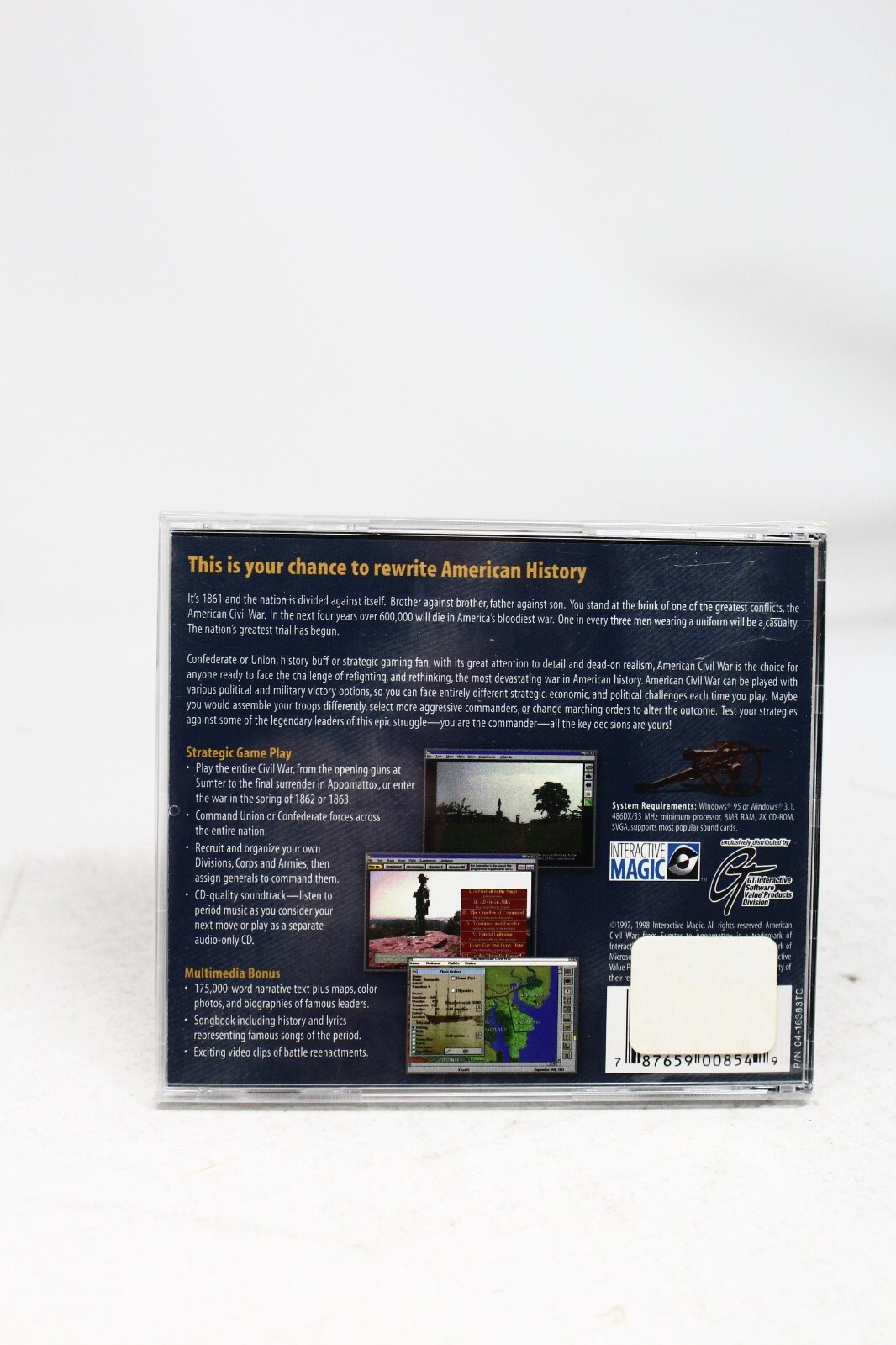 American Civil War From Sumter to Appomattox PC CD Rom Game Windows 95-NEW +
