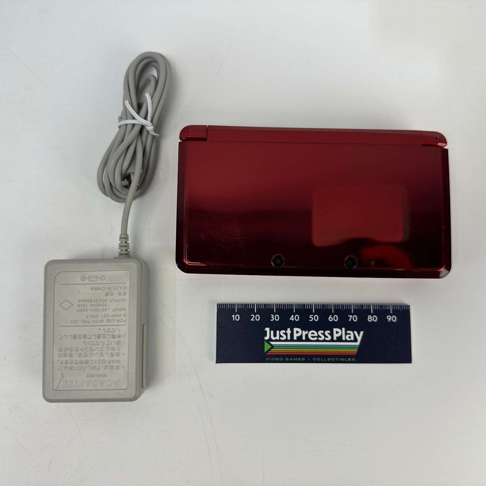 Nintendo 3DS Red Handheld Console w/ Charger Tested Working Japan Region Locked