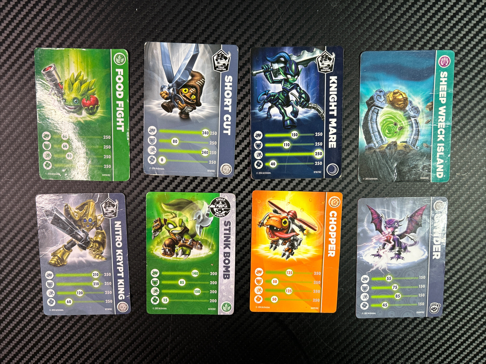 Lot of 8 Skylanders Trading Cards Used Condition