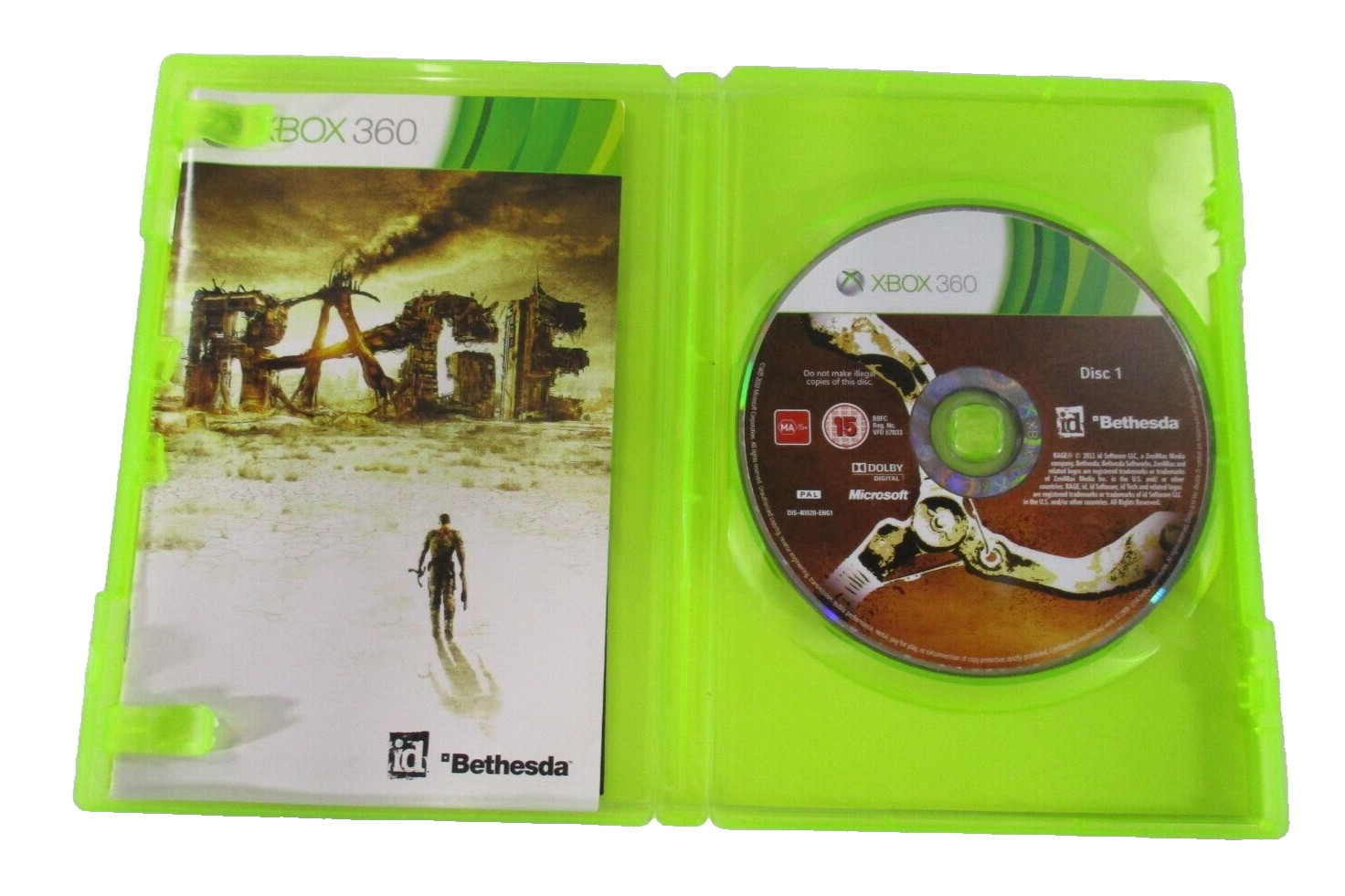 Rage XBOX 360 MA15+ PAL R4 2011 Rad Games + Manual Tested