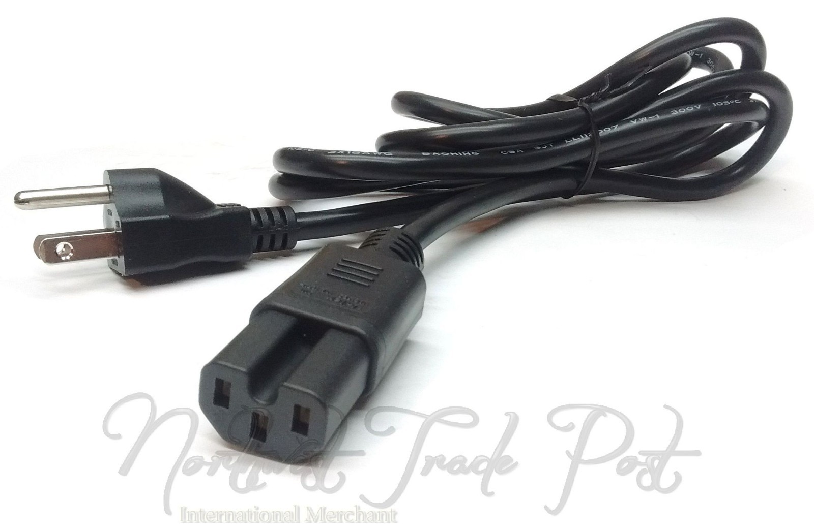 6ft Notched Plug 3 Pin AC Power Cord for XBox 360 Brick X803538-004 w/ Notch