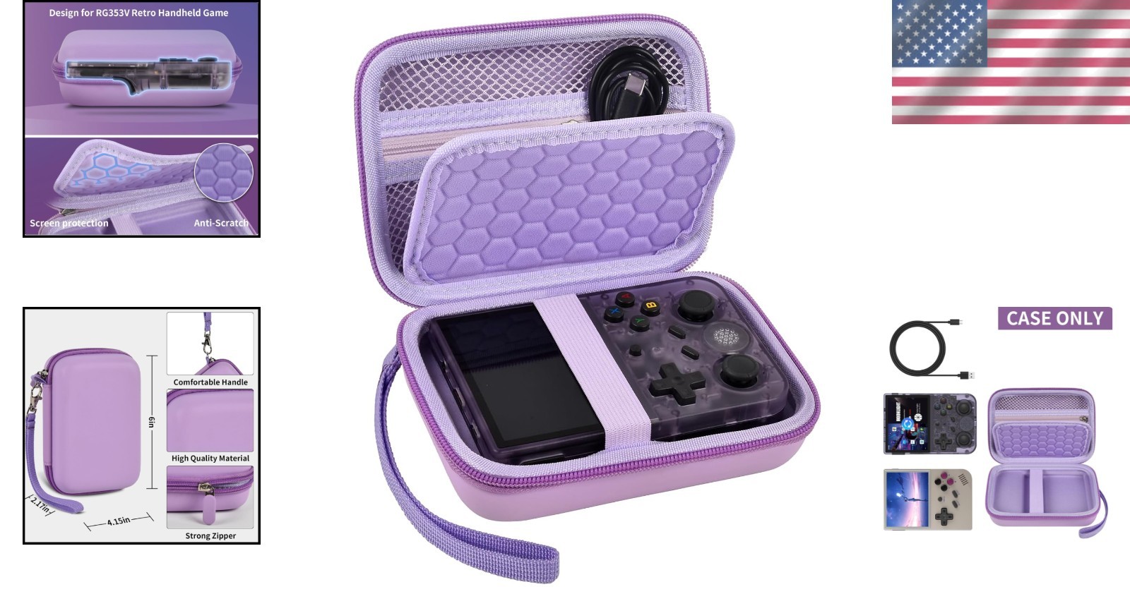 Shockproof and Waterproof Handheld Game Console Case with Accessories Pouch