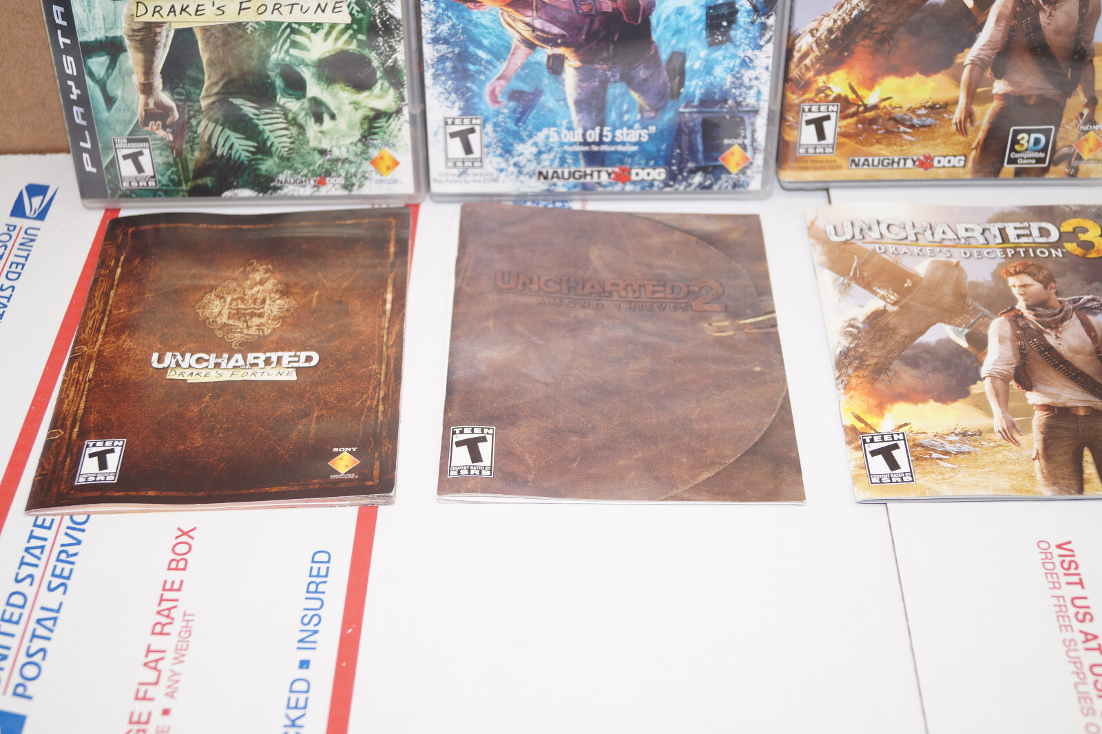 Sony PlayStation 3 PS3 Uncharted 1 2 3 Trilogy Bundle Lot Action Game Complete