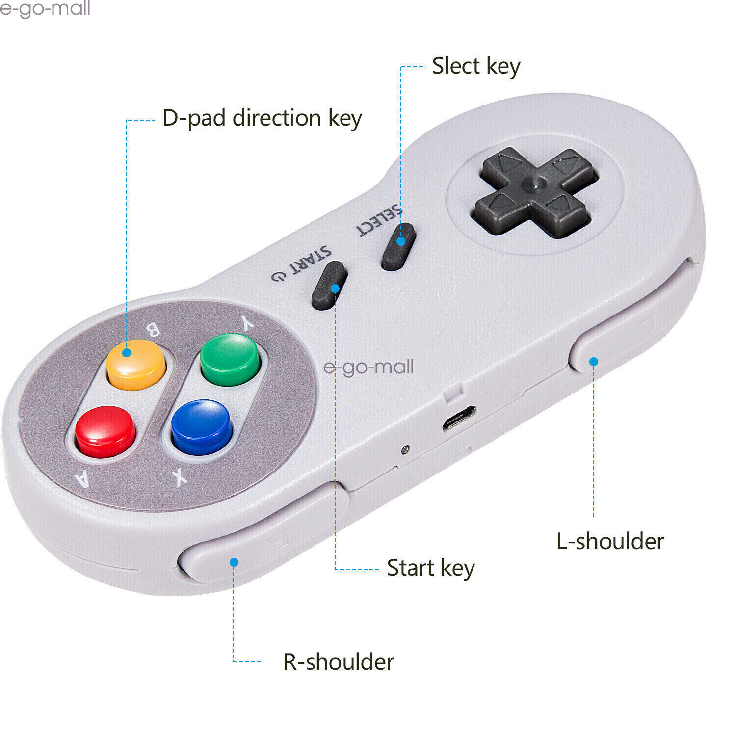 Wireless SNES Controller & USB Receiver for PC MAC Raspberry Pi Windows Computer