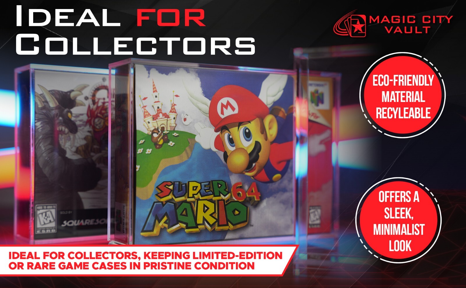 Acrylic UV Protected Video Game Display Case- N64, NES, Xbox, Playstation & More