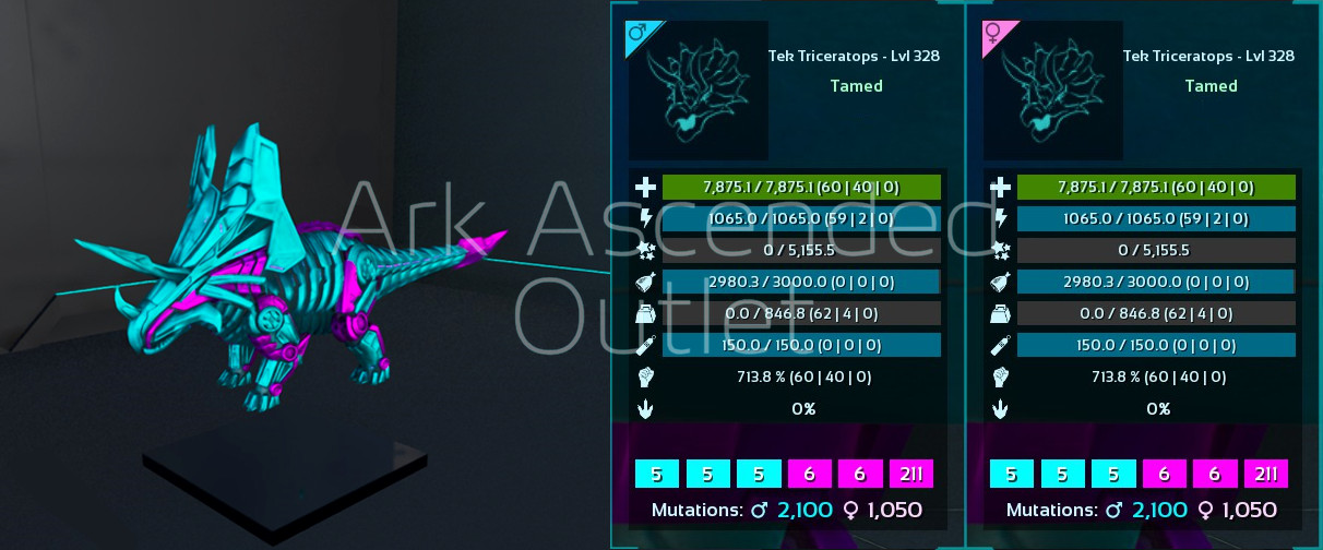 Tek Trike- Ark Survival Ascended-Top Stat-Dino-Colors- PVE-Official