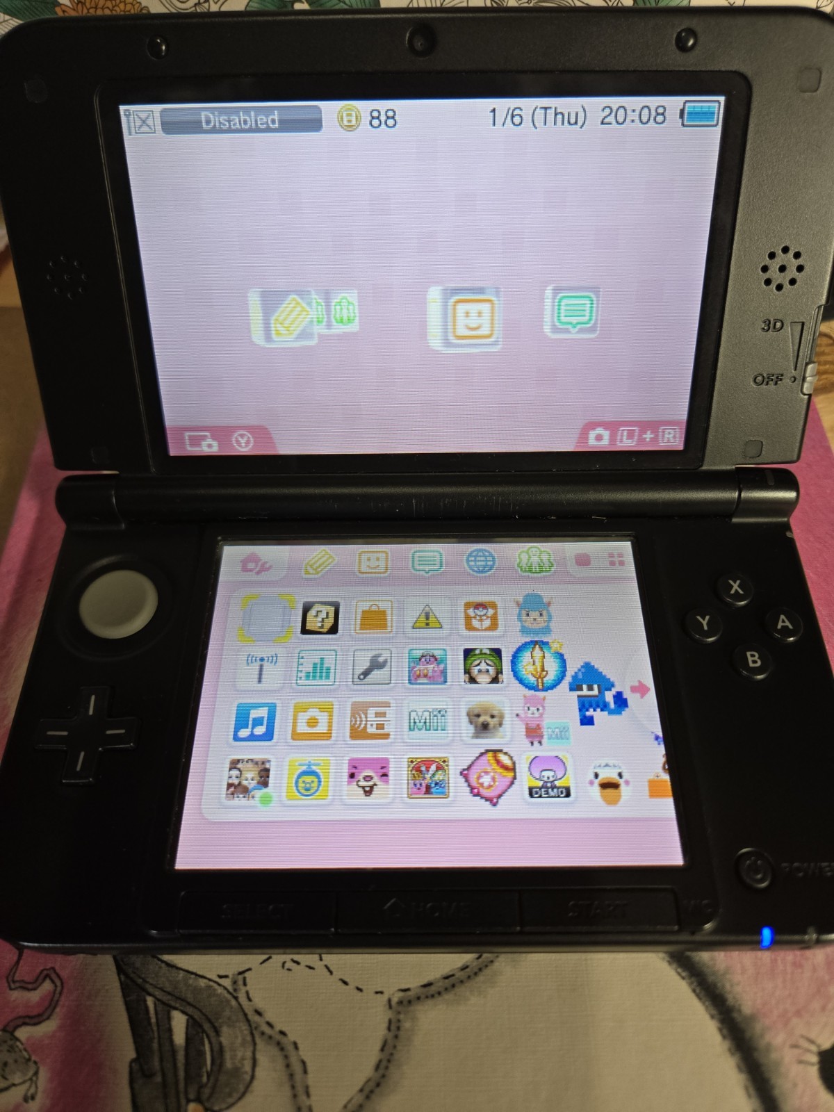 Nintendo 3DS XL Black Working Console Stylus OEM Charger 4GB SD Card US