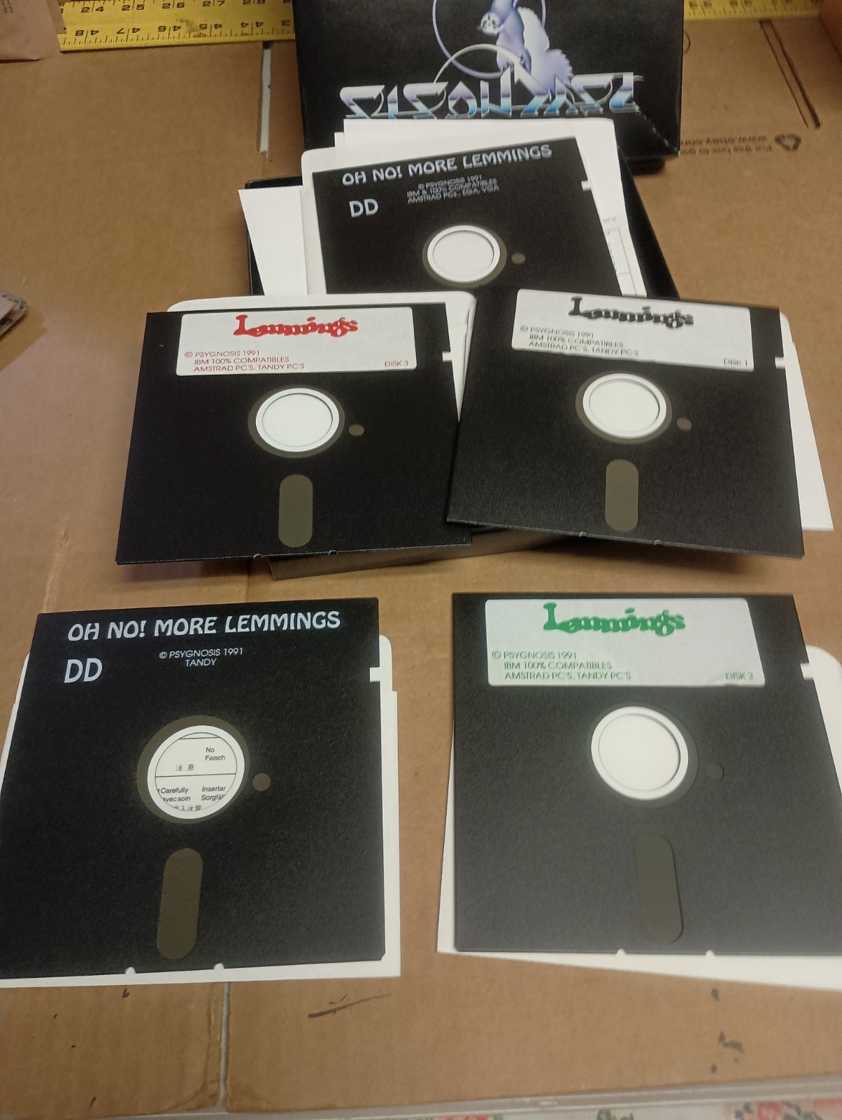 Oh No More Lemmings IBM PC Amstrad Tandy Big Box 1991 Game w/ Manual