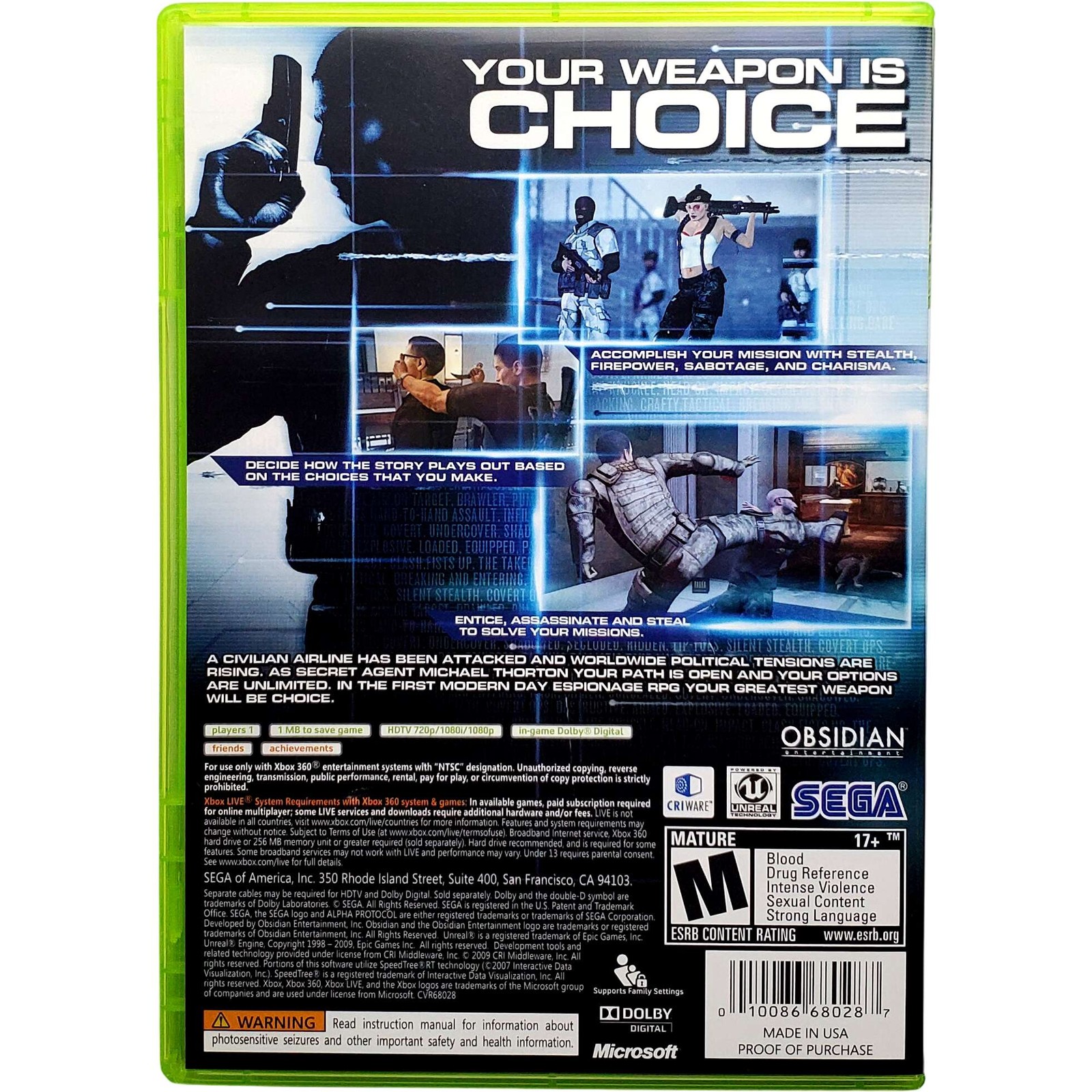 Alpha Protocol – Microsoft Xbox 360 Tested 1Y Guarantee