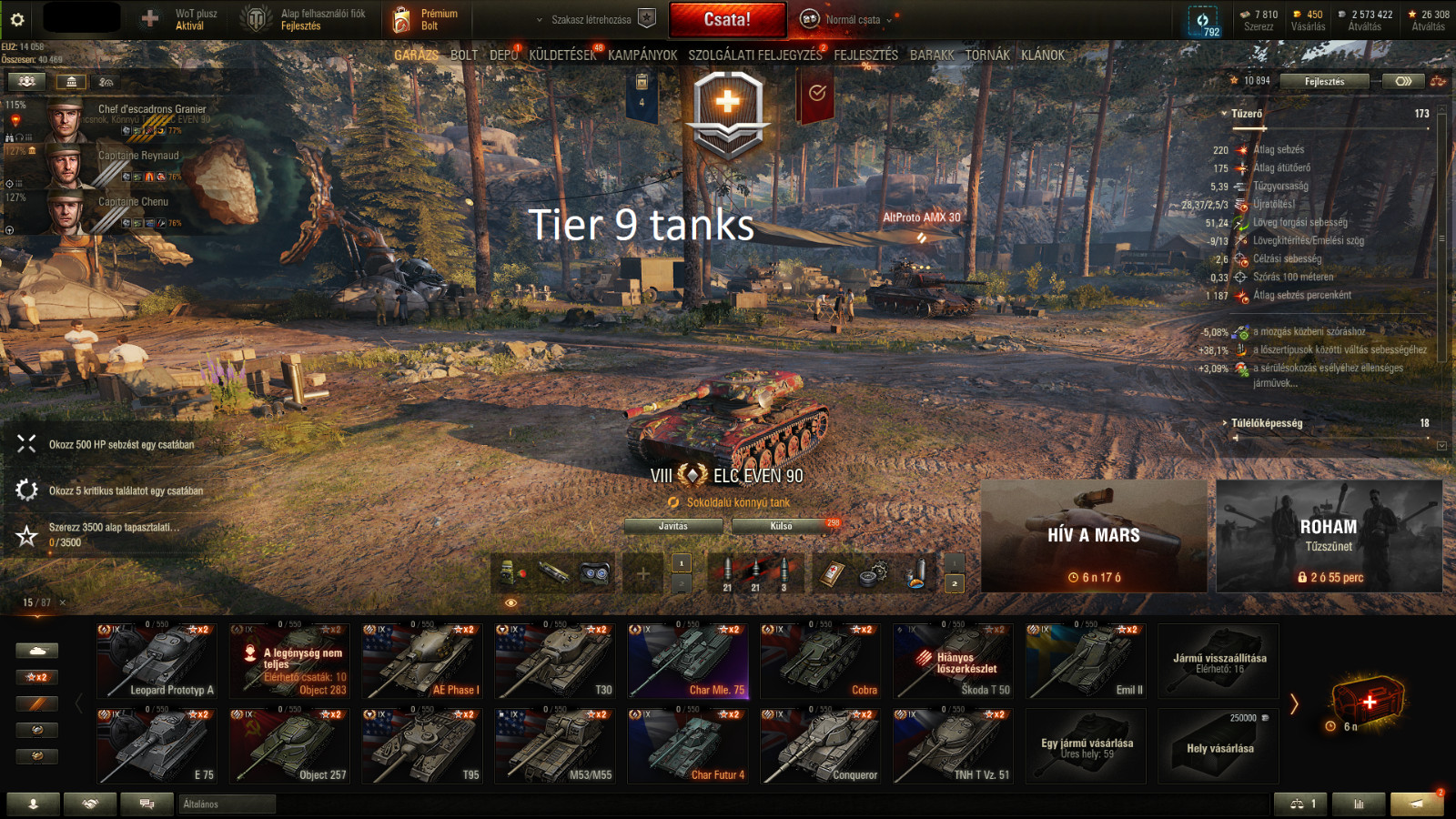 WOT account with A LOT OF CONSUMABLES, Tier 10-9-8 tanks, and premiums! – EU!