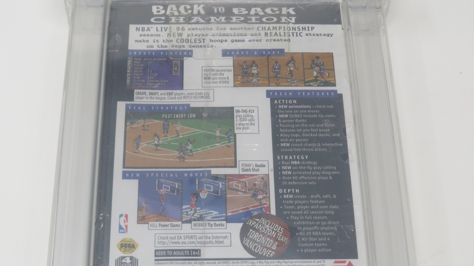 NBA Live ’96 Basketball Sega Genesis Factory Sealed Video Game Wata Graded 8.0