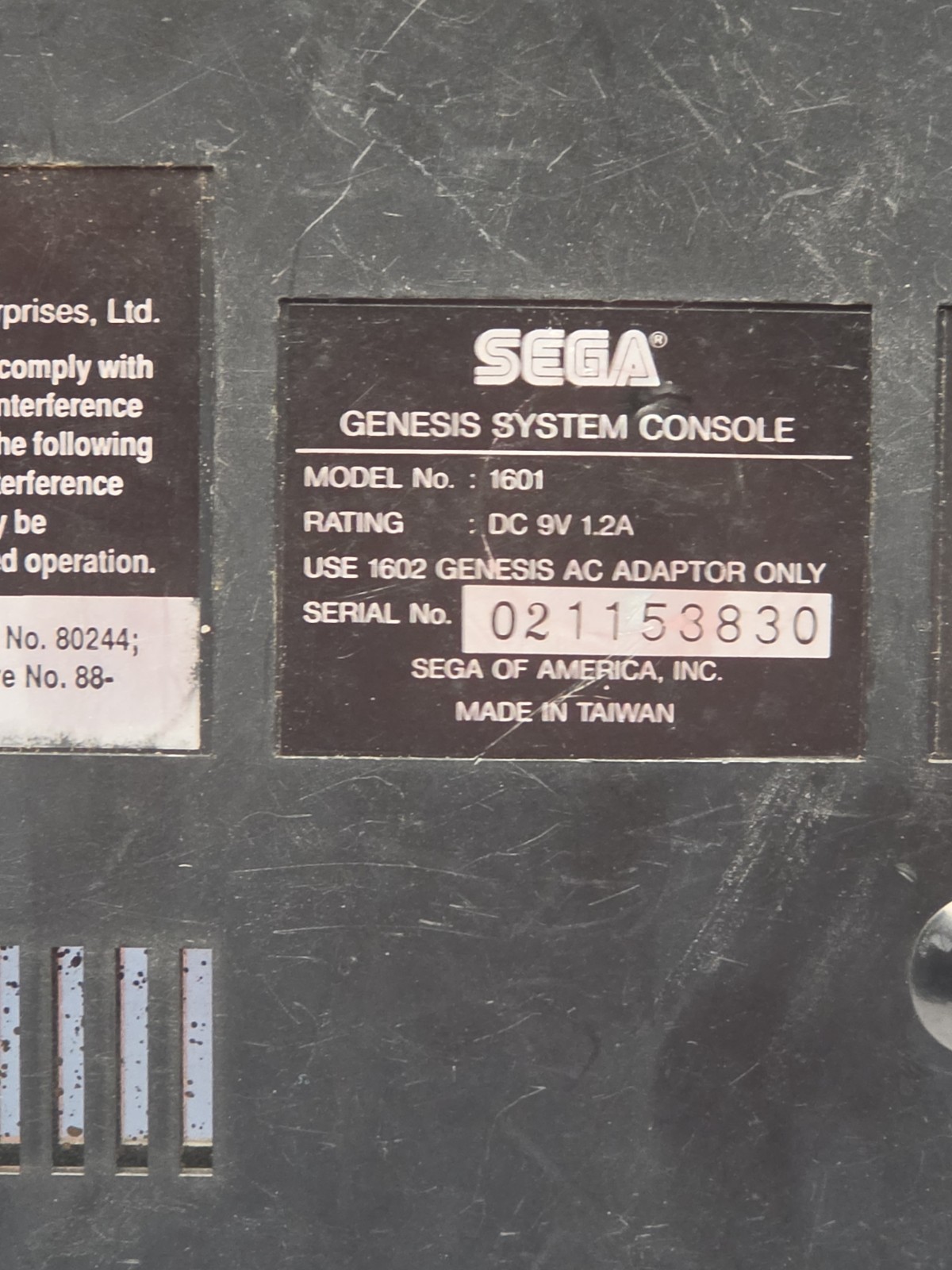 Sega Genesis Model 1 16 Bit 1601 Console Controller Power AV Sonic 2 Bundle