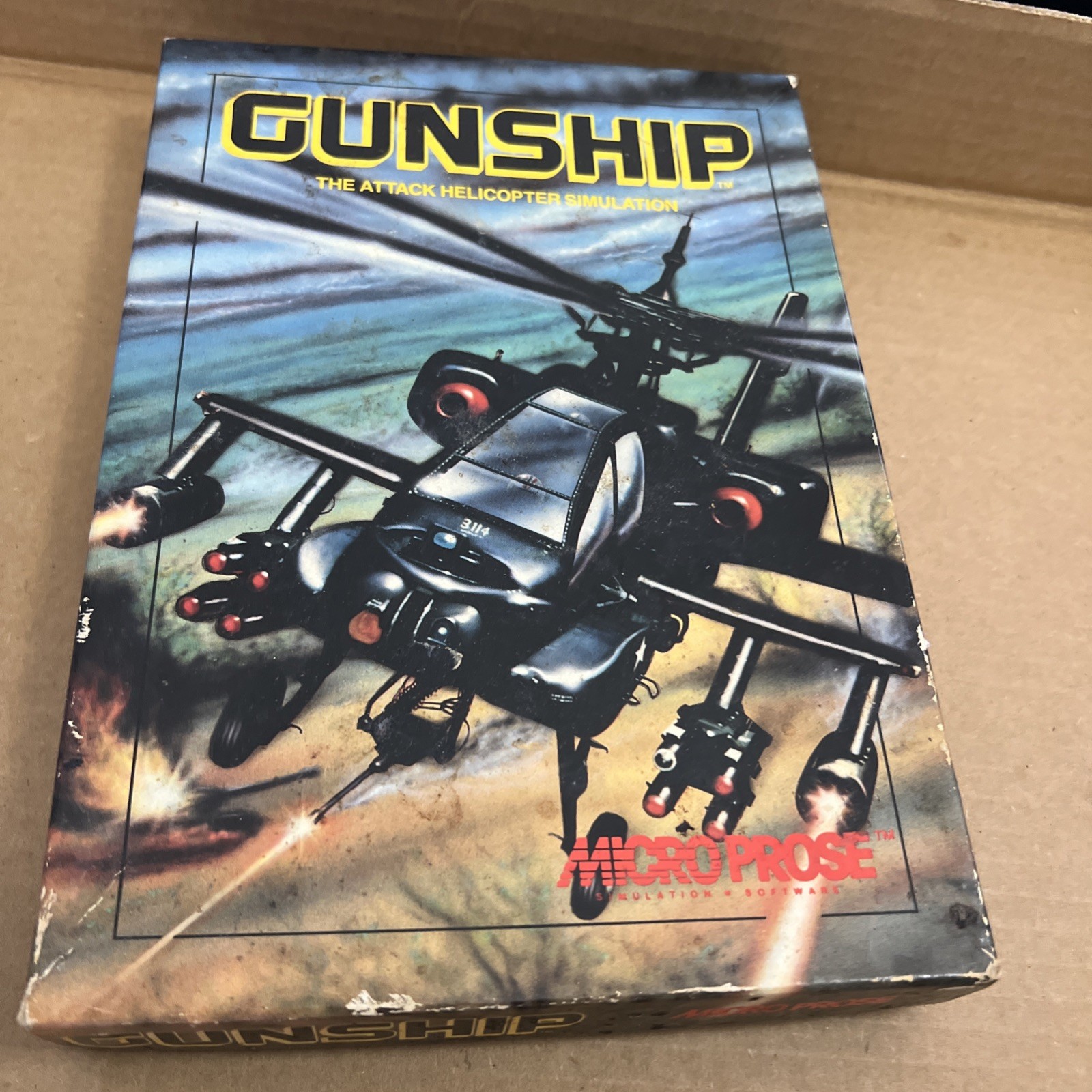 Gunship Microprose IBM PC/XT/AT Big Box – Complete in Box see photos