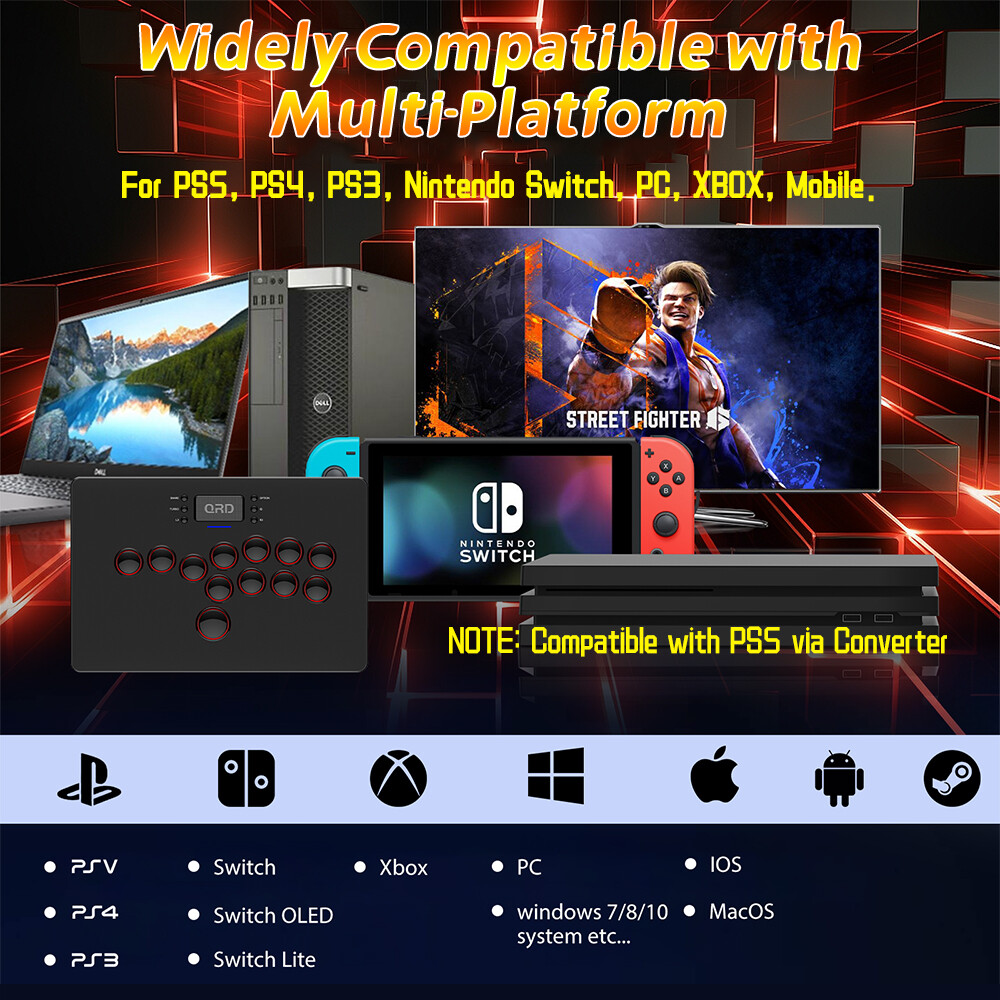 QRD S3 Wireless Leverless Controller for PS5 PS4 PS3 Nintendo Switch/OLED PC IOS