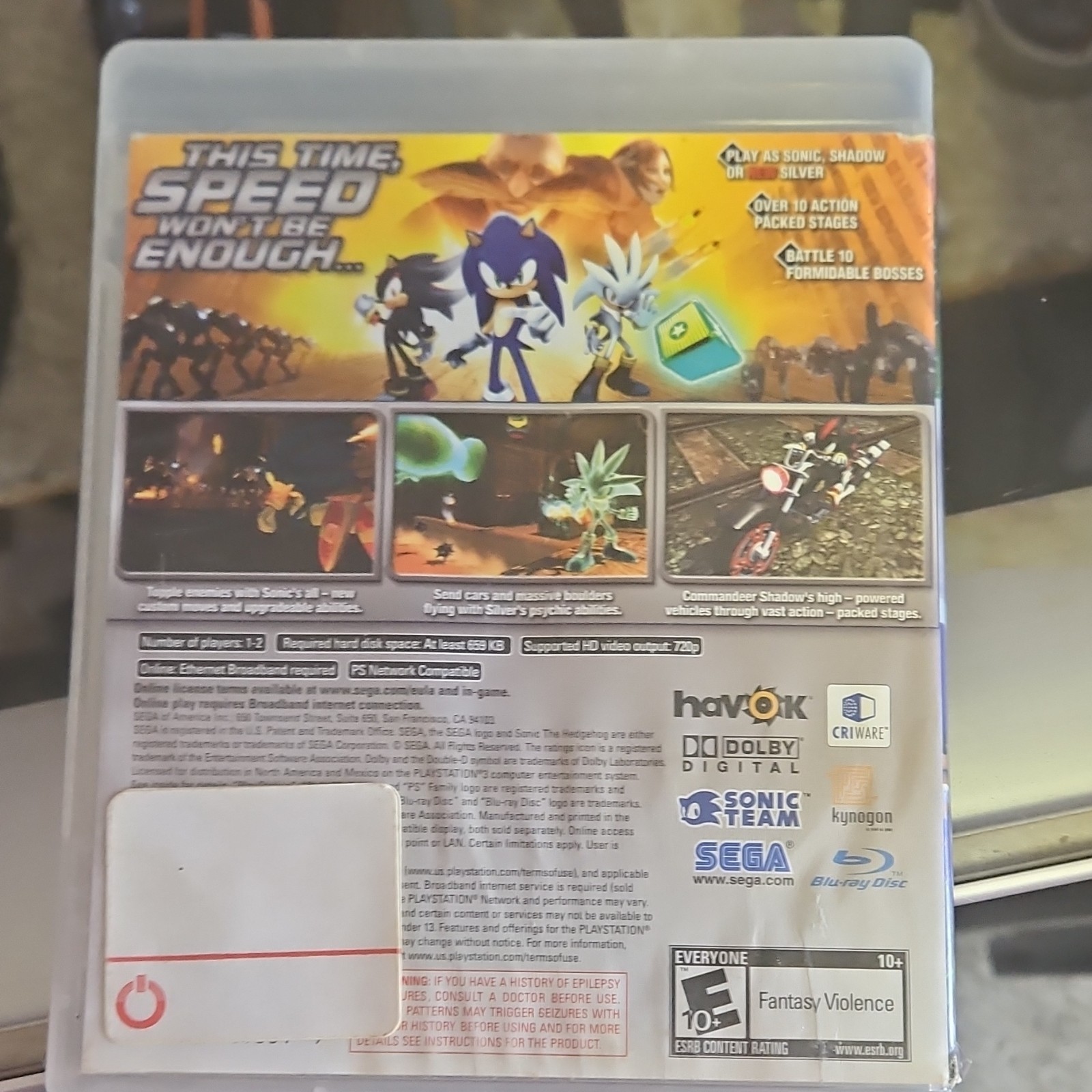 SEGA Sonic the Hedgehog Sony PlayStation 3 PS3 Action Game E10+ Everyone 10+