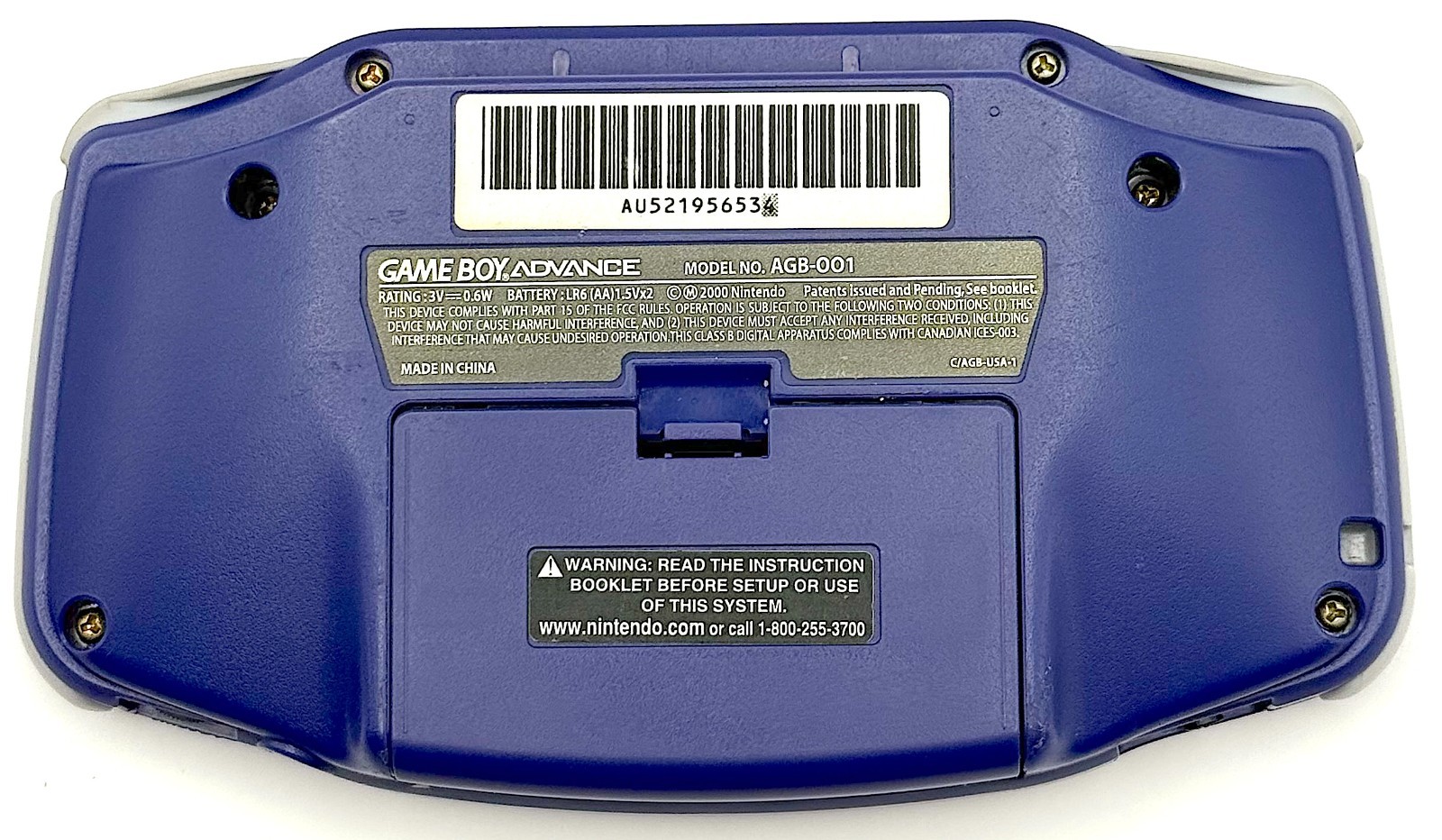 Nintendo Game Boy Advance Console Purple Indigo GBA 100% OEM Tested & Excellent!