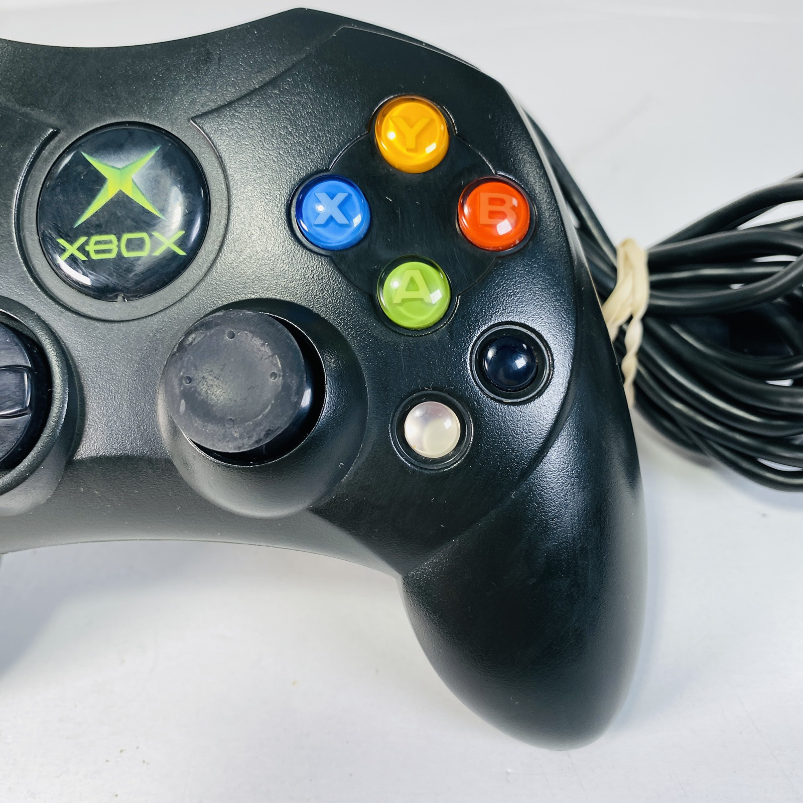 Original Xbox OEM Controller S Type Black X08-69873 w/ Breakaway Cable WORKS