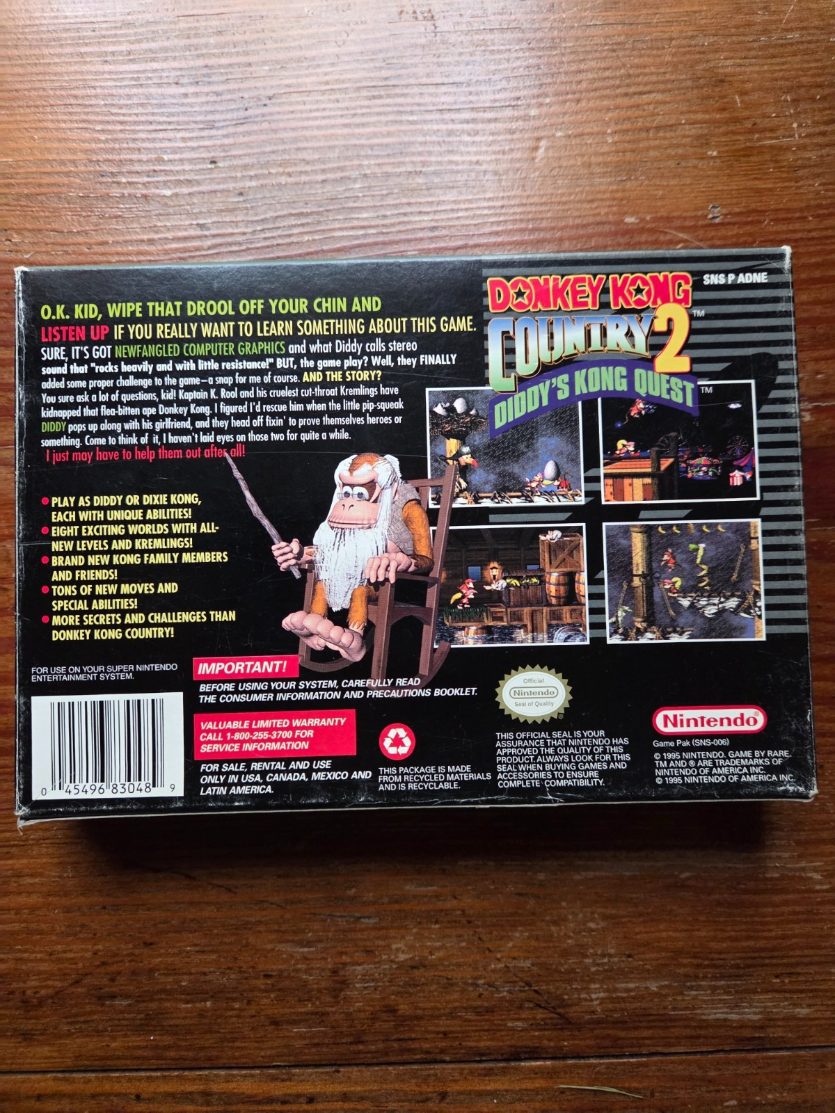 Donkey Kong Country 2: Diddy’s Kong Quest (SNES) CIB – Complete Box & Manual