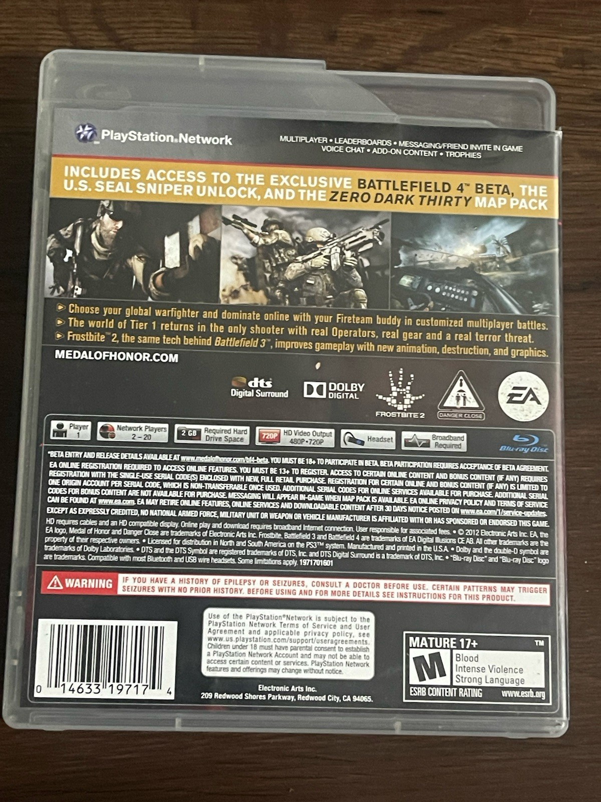 Medal of Honor Warfighter Limited Ed (PlayStation 3, PS3) Broken case!