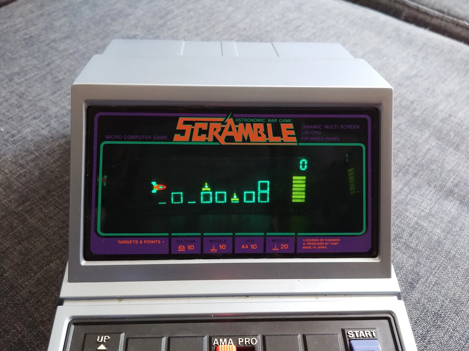 BOXED SCRAMBLE TOMY Tomytronic LSI Tabletop Electronic VFD game & watch 1982