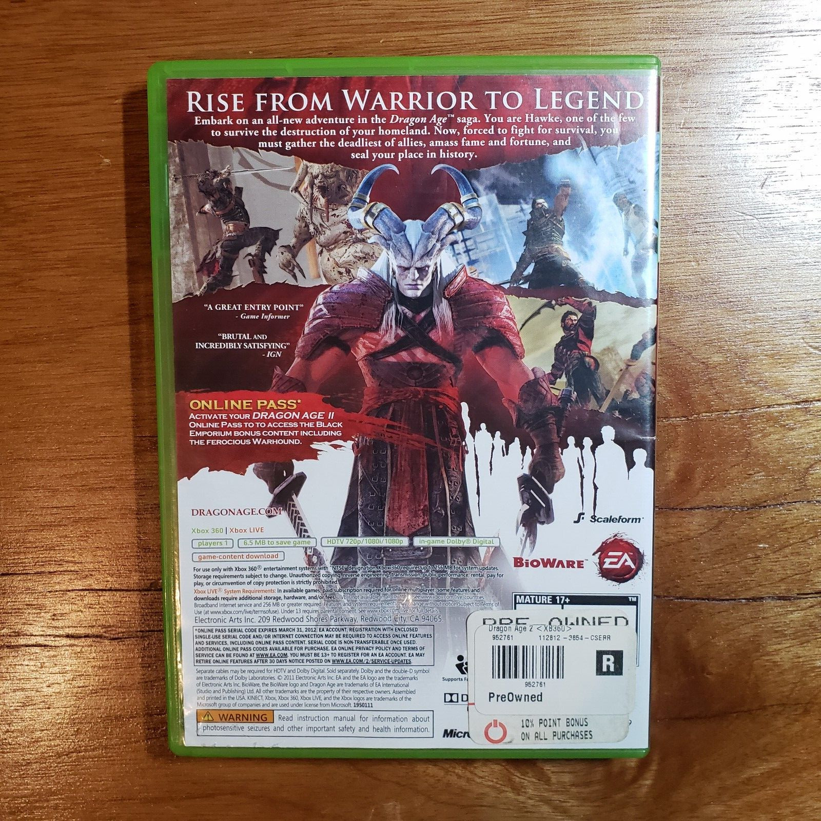 Dragon Age II, 2011, Xbox 360 – CIB Complete in Box