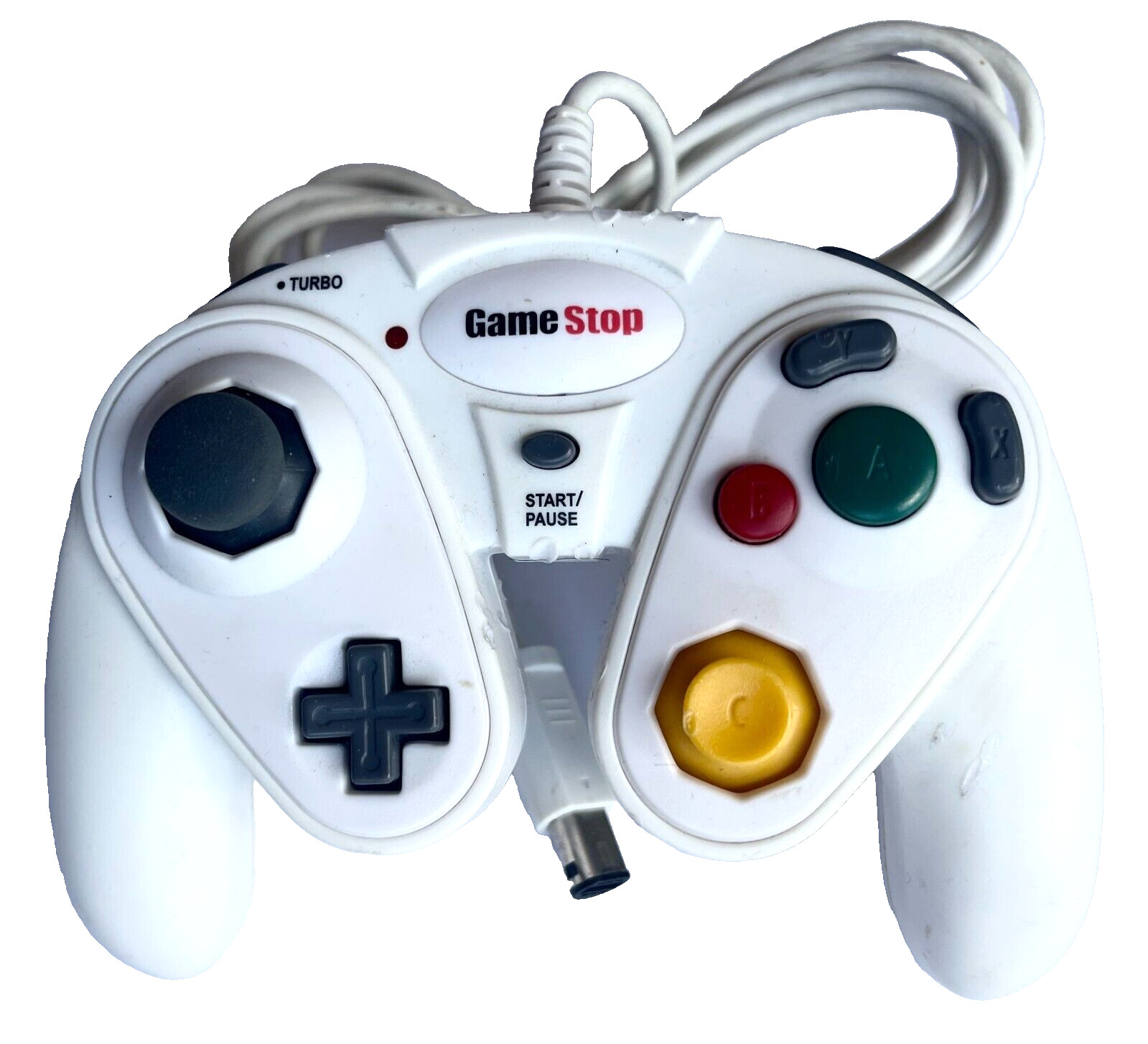 GAME STOP NINTENDO GAME CUBE WIRED WHITE TURBO CONTROLLER FOR GAME CUBE & Wii