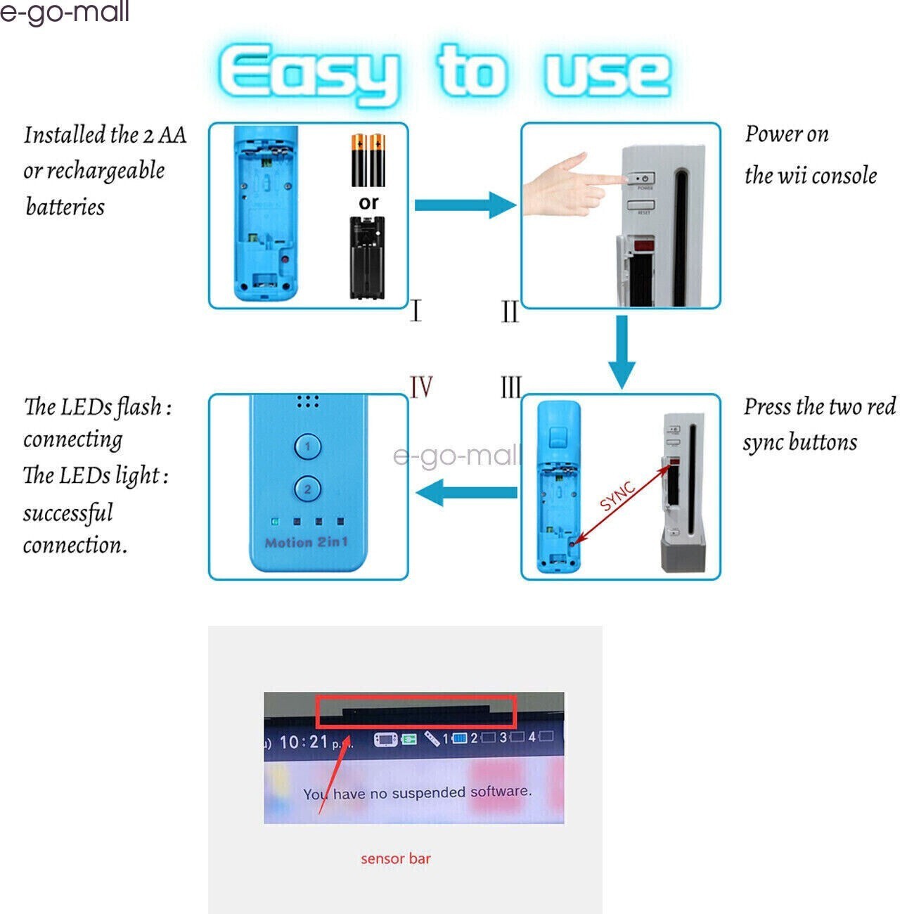 2 in 1 Motion Plus Wii Rmote Nunchuck Controller for Nintendo Wii/Wii U Game