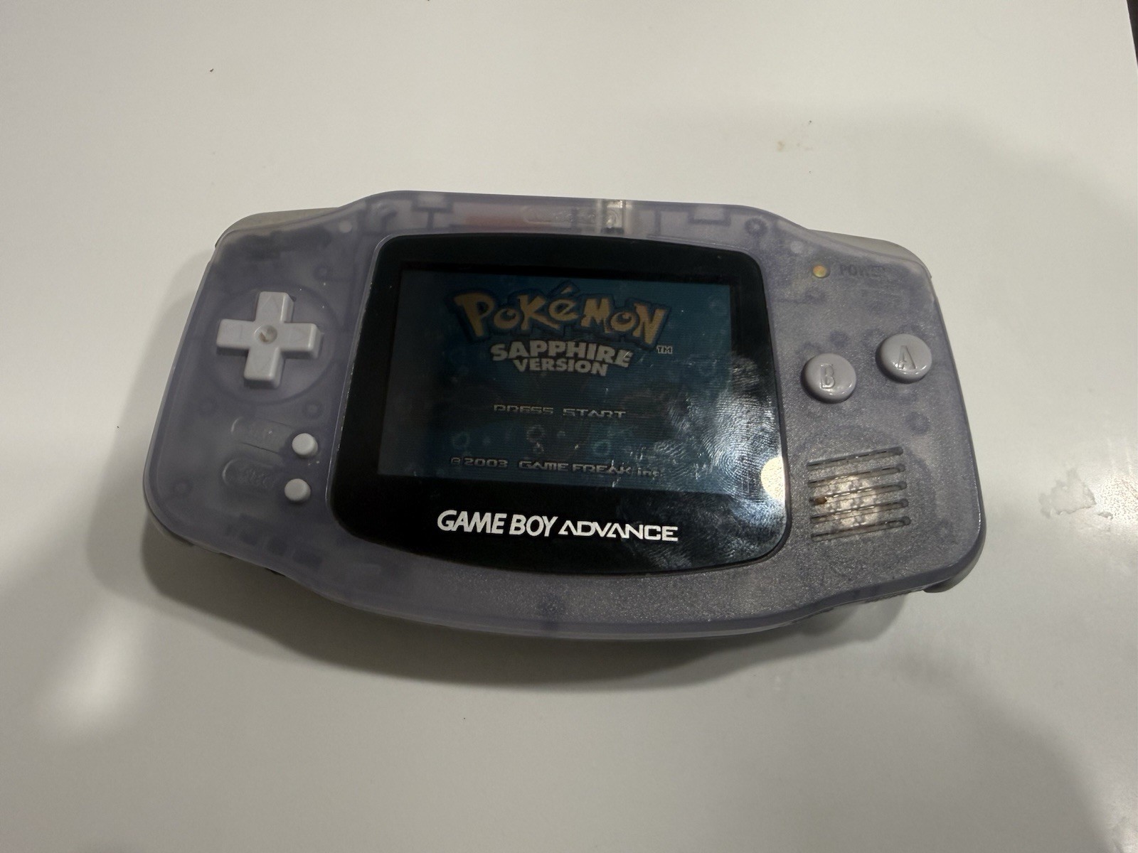 Nintendo Game Boy Advance AGB-001 Glacier Clear Handheld System Great Condition
