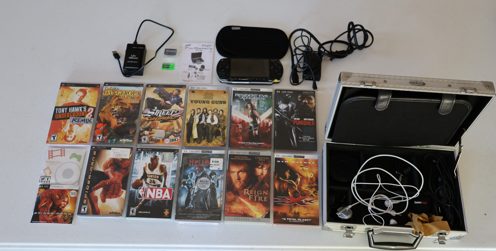 Sony PSP 1001 Console with Games and Cords Bundle (Black) Tested & Working