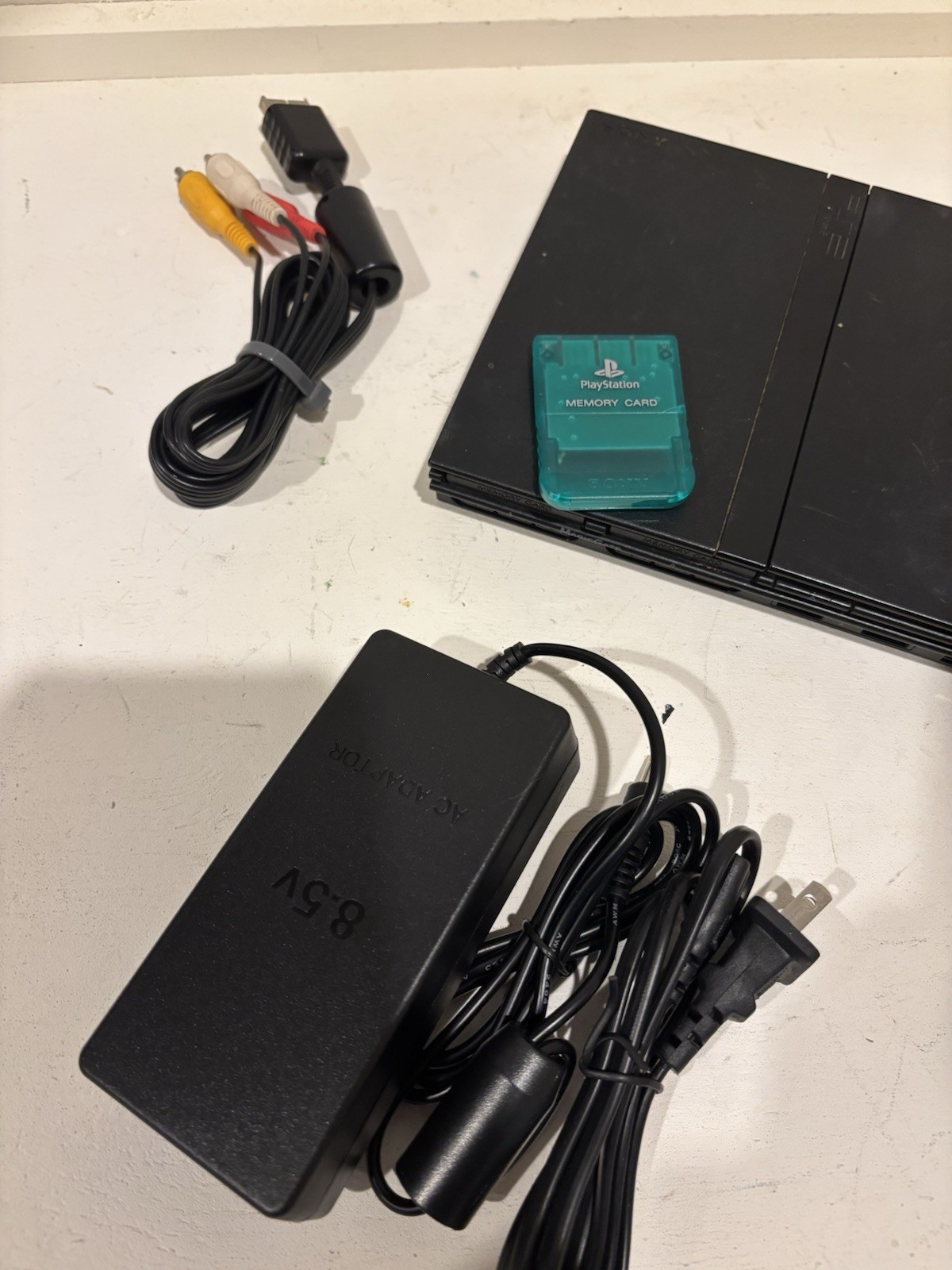 Sony PlayStation 2 Slim Black SCPH-75001 Console System OEM (PS2) W/memory Card