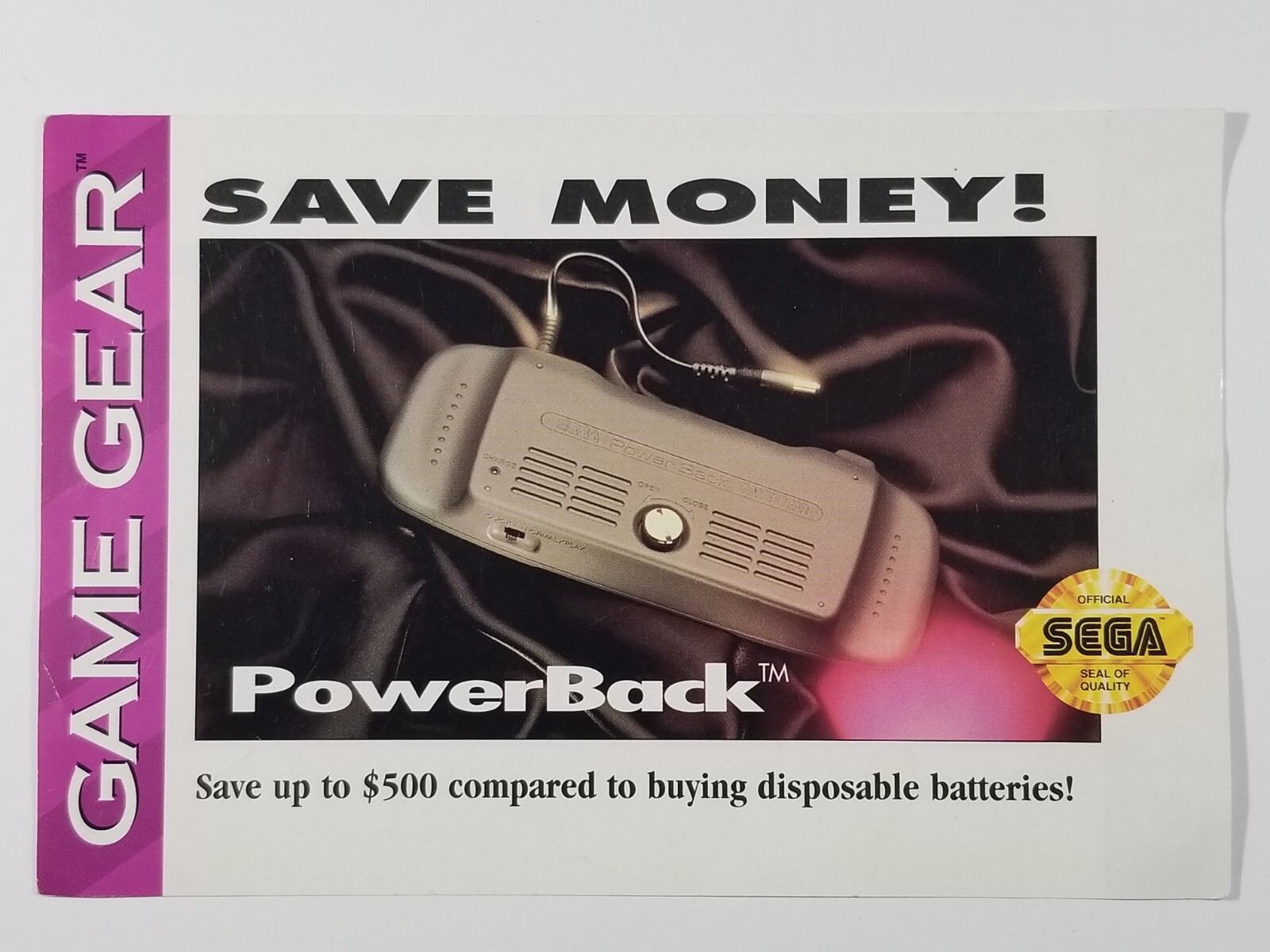 ¤ Sega Game Gear Power Back Magnify! Promo Insert ¤ Super Wide Gear Save Money *