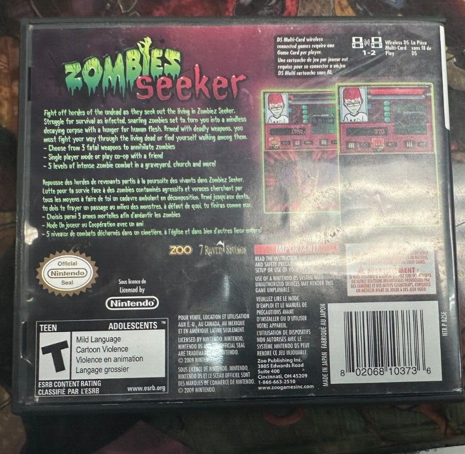 Zombies Seeker (Nintendo DS) Authentic – Complete CiB – Tested & Working
