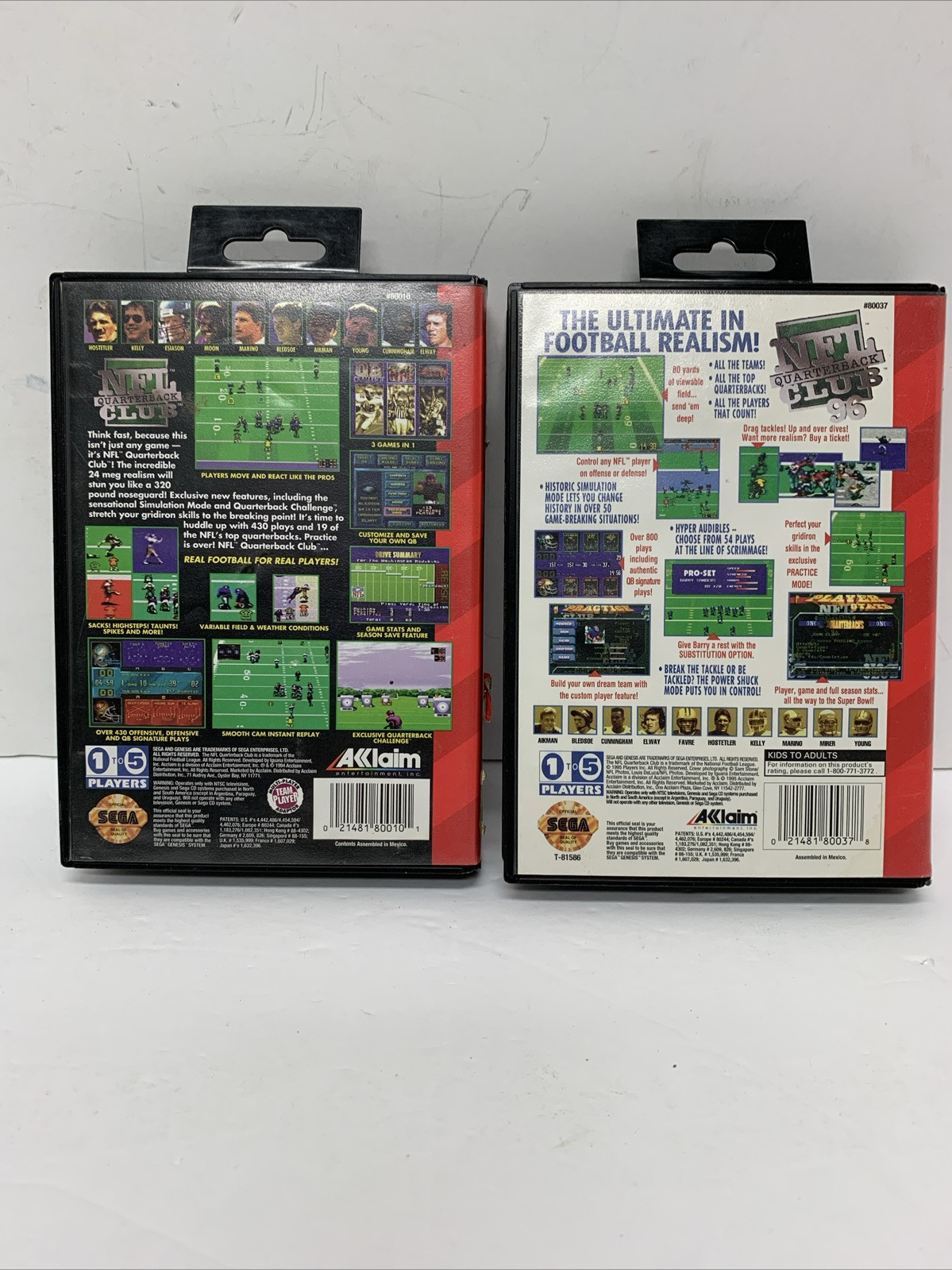 (2) NFL Quarterback Club (Sega Genesis, 1994 & 1996) Complete In Box With/Poster
