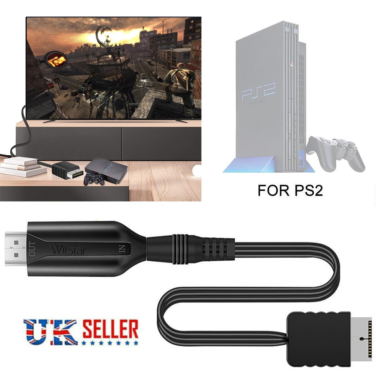 For Playstation PS2 PS1 to HDMI Converter Adapter HD Link Cable 1080P 720P