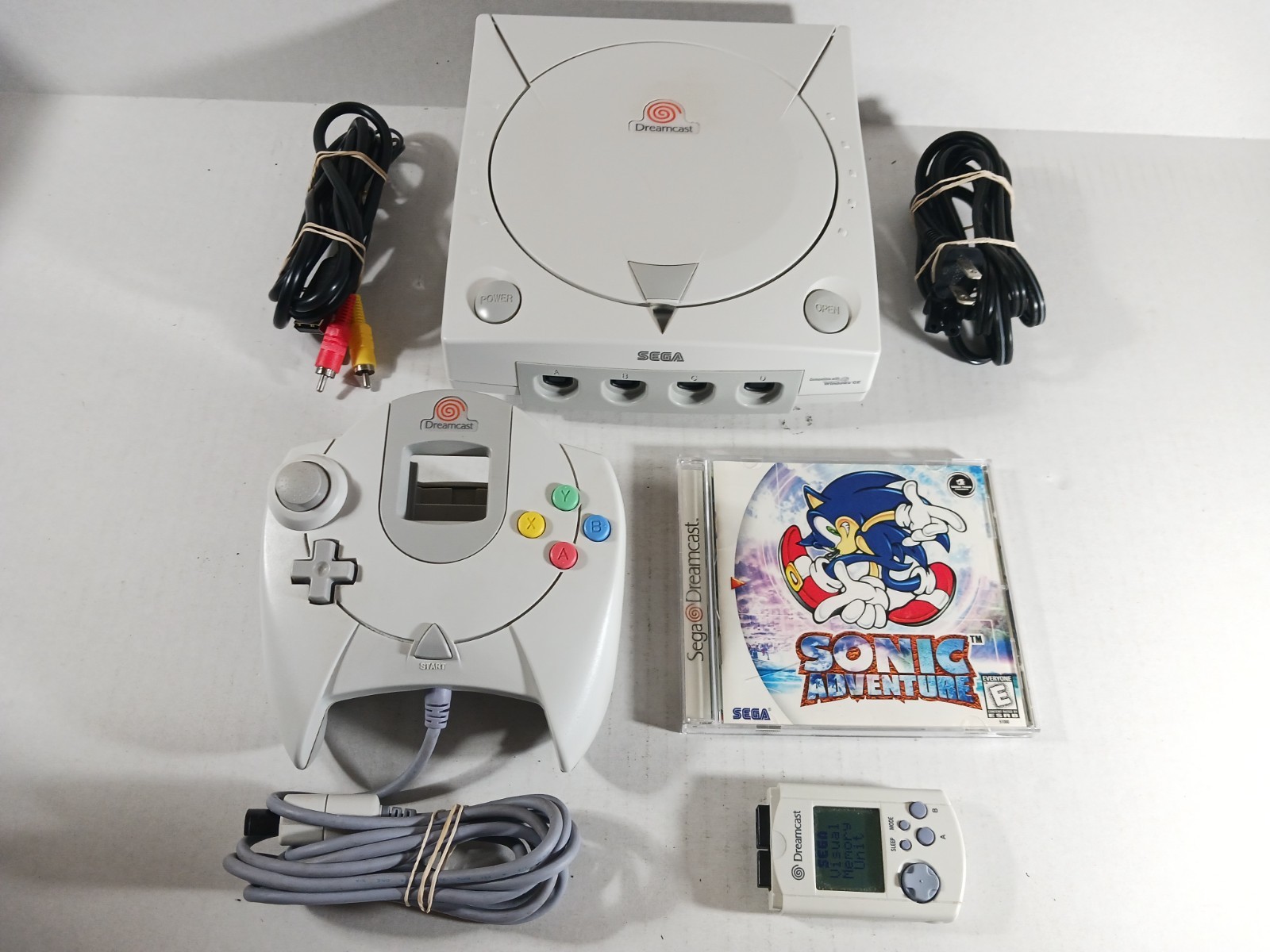 SEGA Dreamcast Console Bundle Sonic Adventure Black VMU Tested OEM Controller