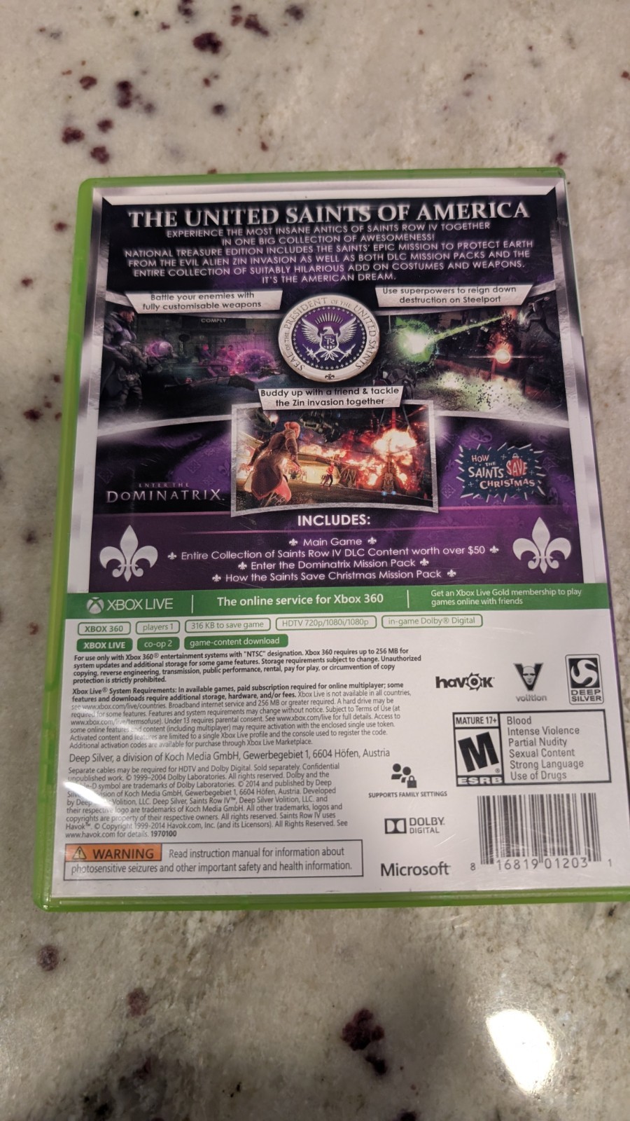Deep Silver Saints Row IV National Treasure Edition Xbox 360 M 2014 NTSC Manual
