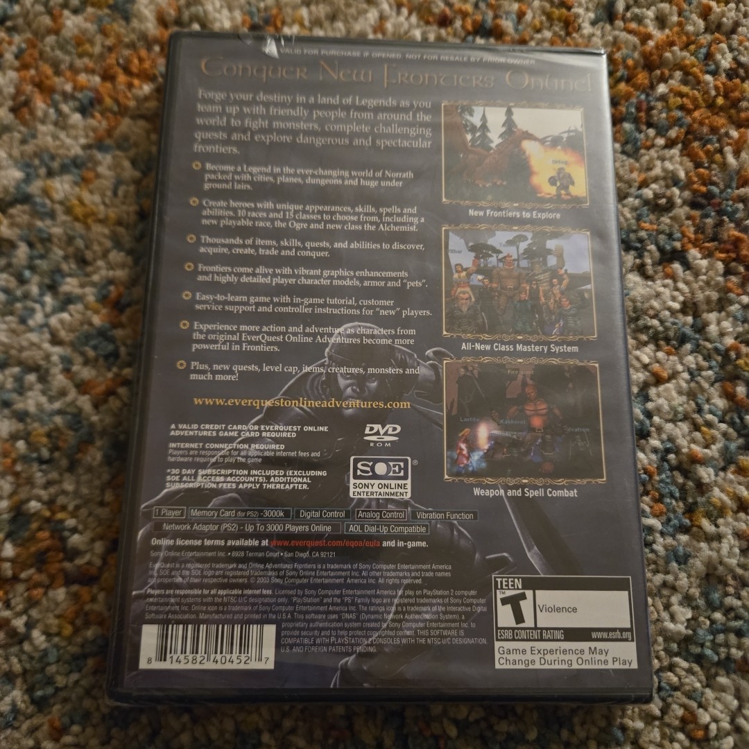 EverQuest Online Adventures: Frontiers (Sony PlayStation 2, 2003) Brand New