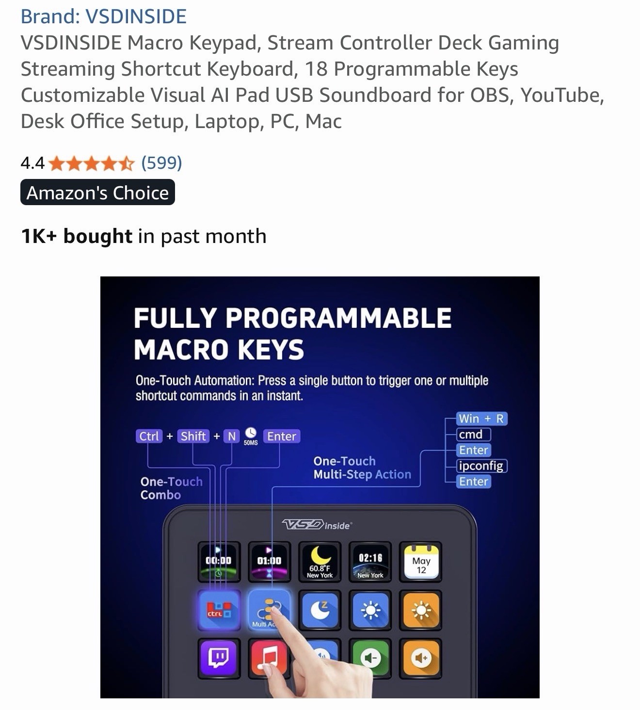 VSDINSIDE Macro Keypad, Stream Controller Deck Gaming Streaming Shortcut