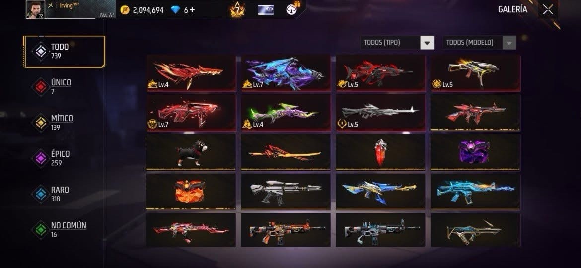 Free Fire Garena Android Account Skins Weapons Emotes Battle Royale Items