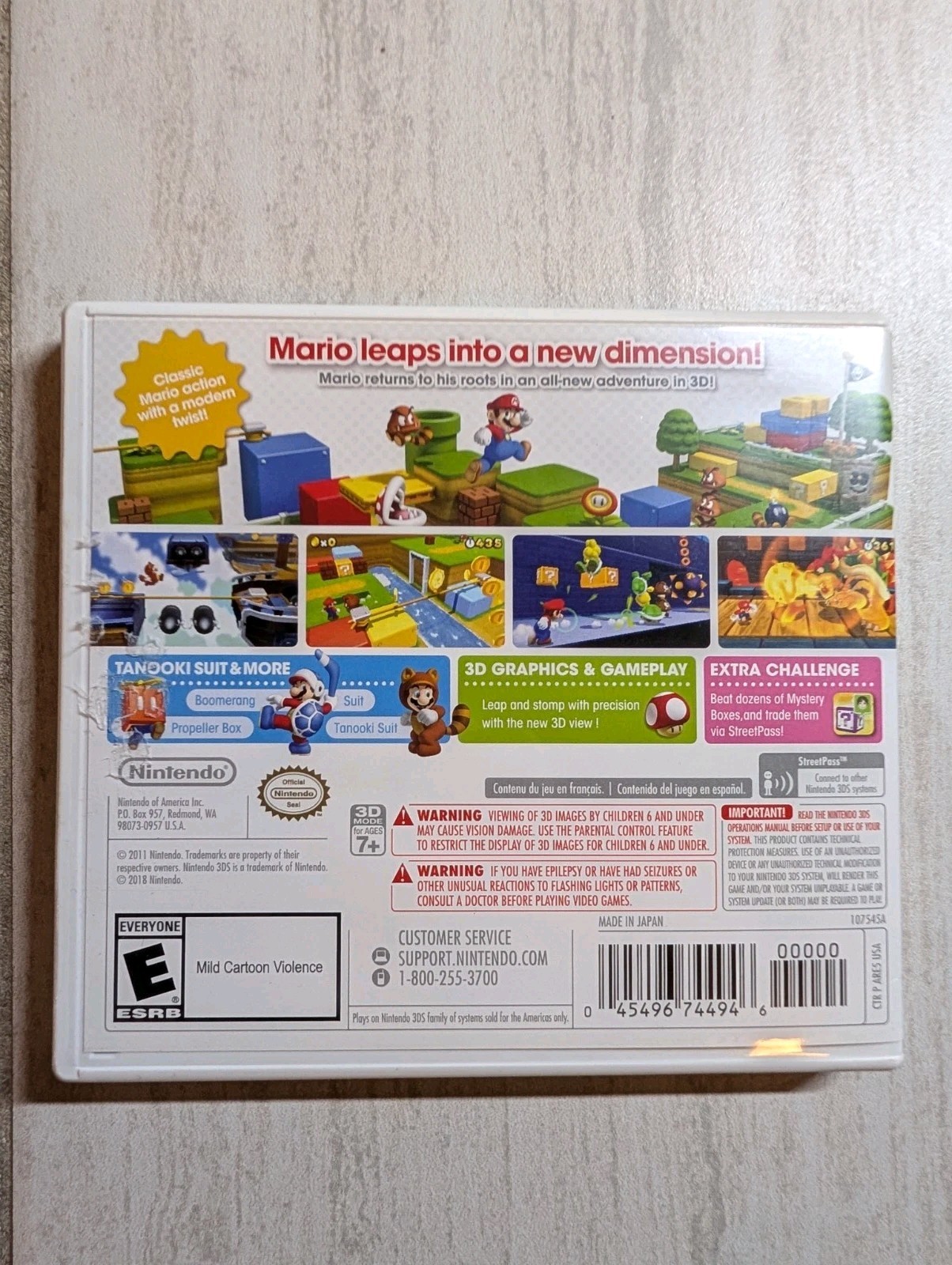 NO GAME Super Mario 3D Land Nintendo 3DS Case